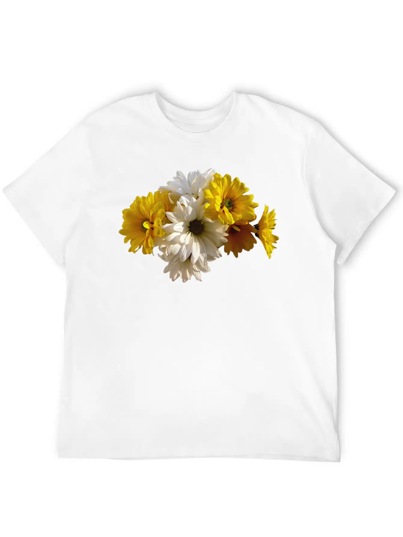 White And Yellow Daisies Unisex Short Sleeve Soft Cotton T-Shirt – Casual Everyday Wear