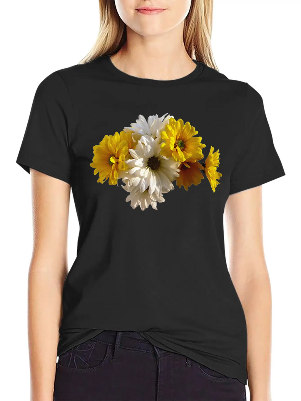 White And Yellow Daisies Unisex Short Sleeve Soft Cotton T-Shirt – Casual Everyday Wear