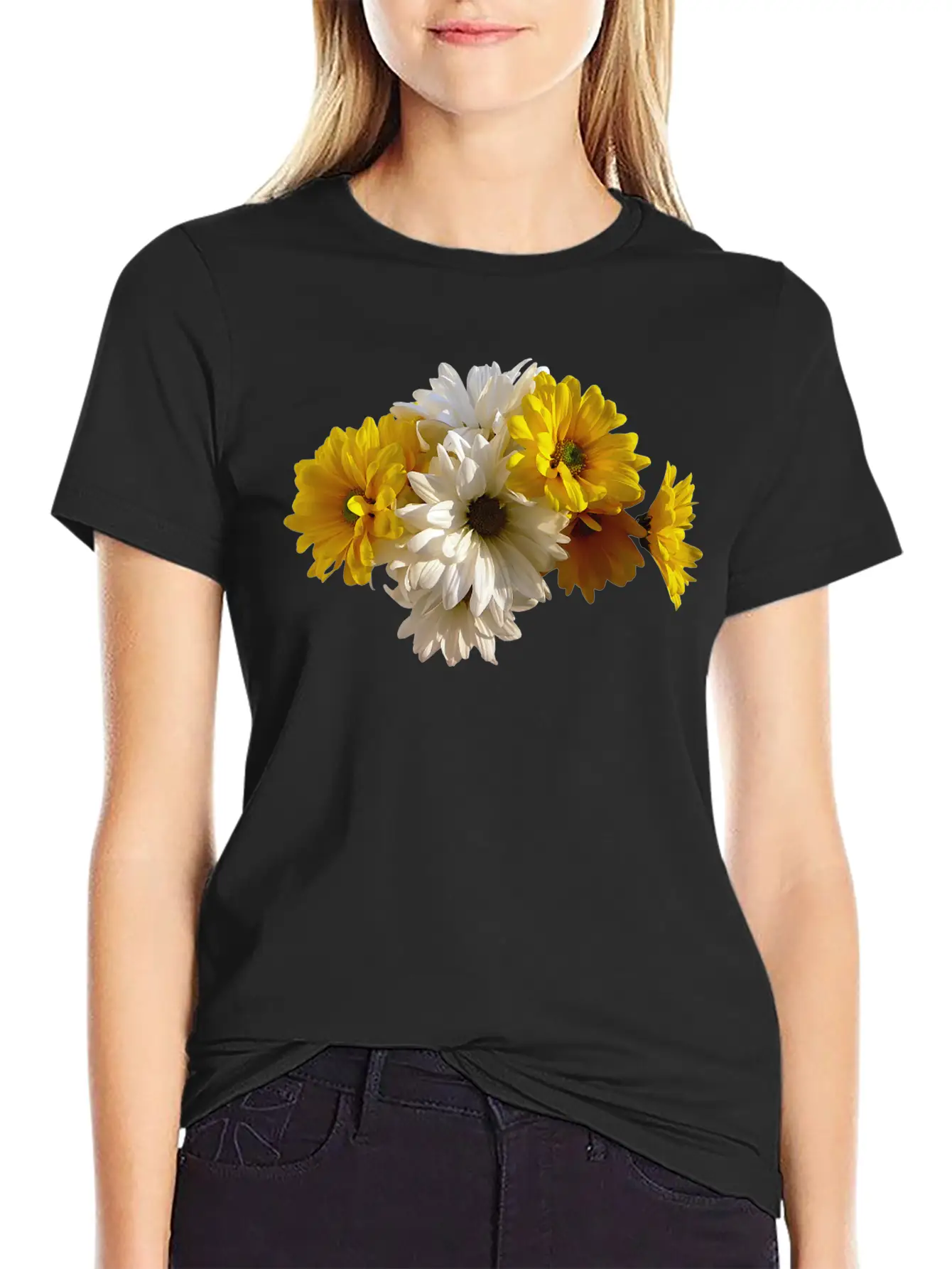 White And Yellow Daisies Unisex Short Sleeve Soft Cotton T-Shirt – Casual Everyday Wear