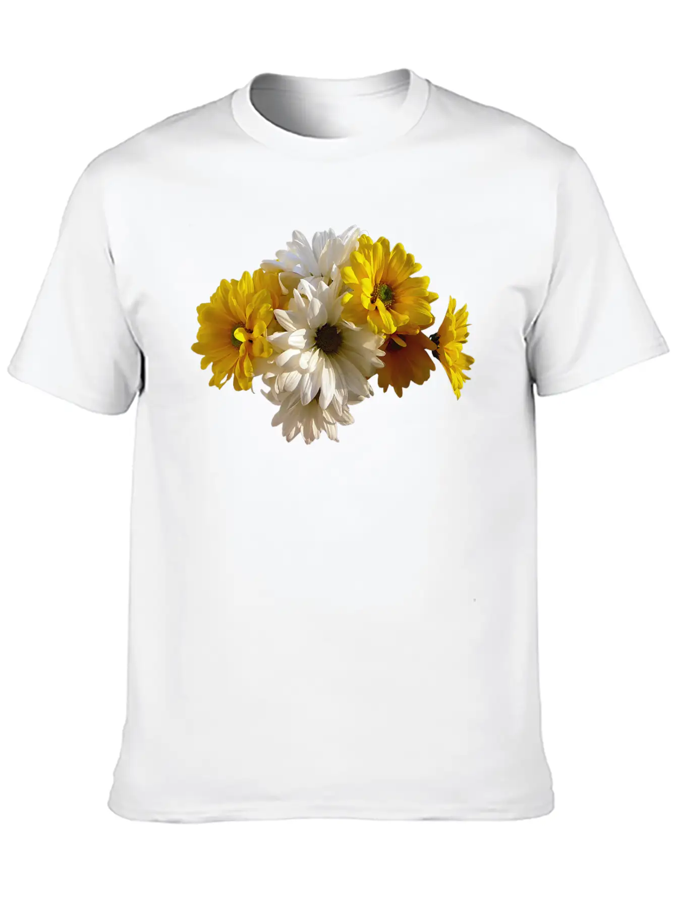 White And Yellow Daisies Unisex Short Sleeve Soft Cotton T-Shirt – Casual Everyday Wear