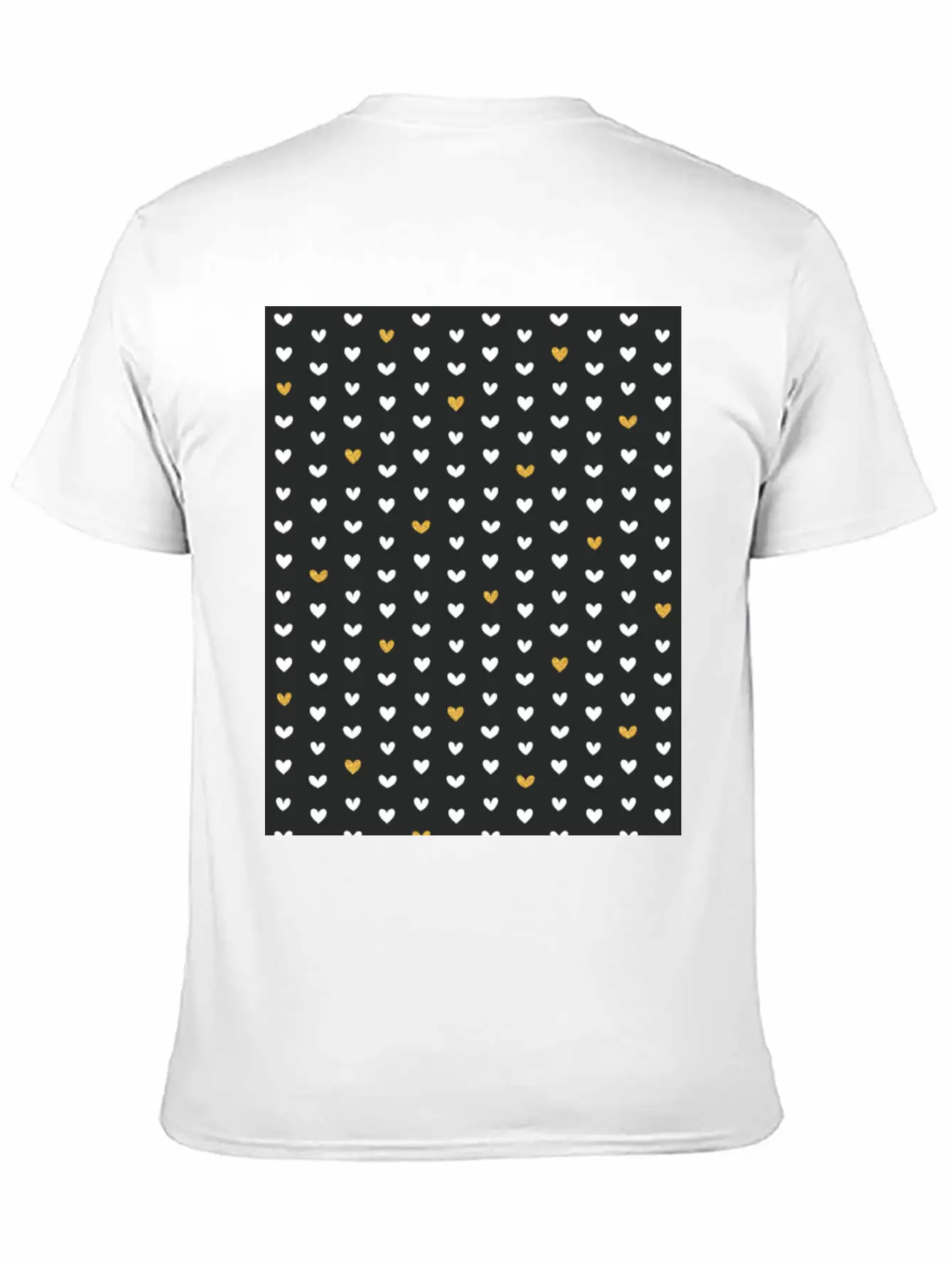 White Gold Heart Pattern On Black Unisex Casual T-Shirt – Clean Design For Daily Comfort