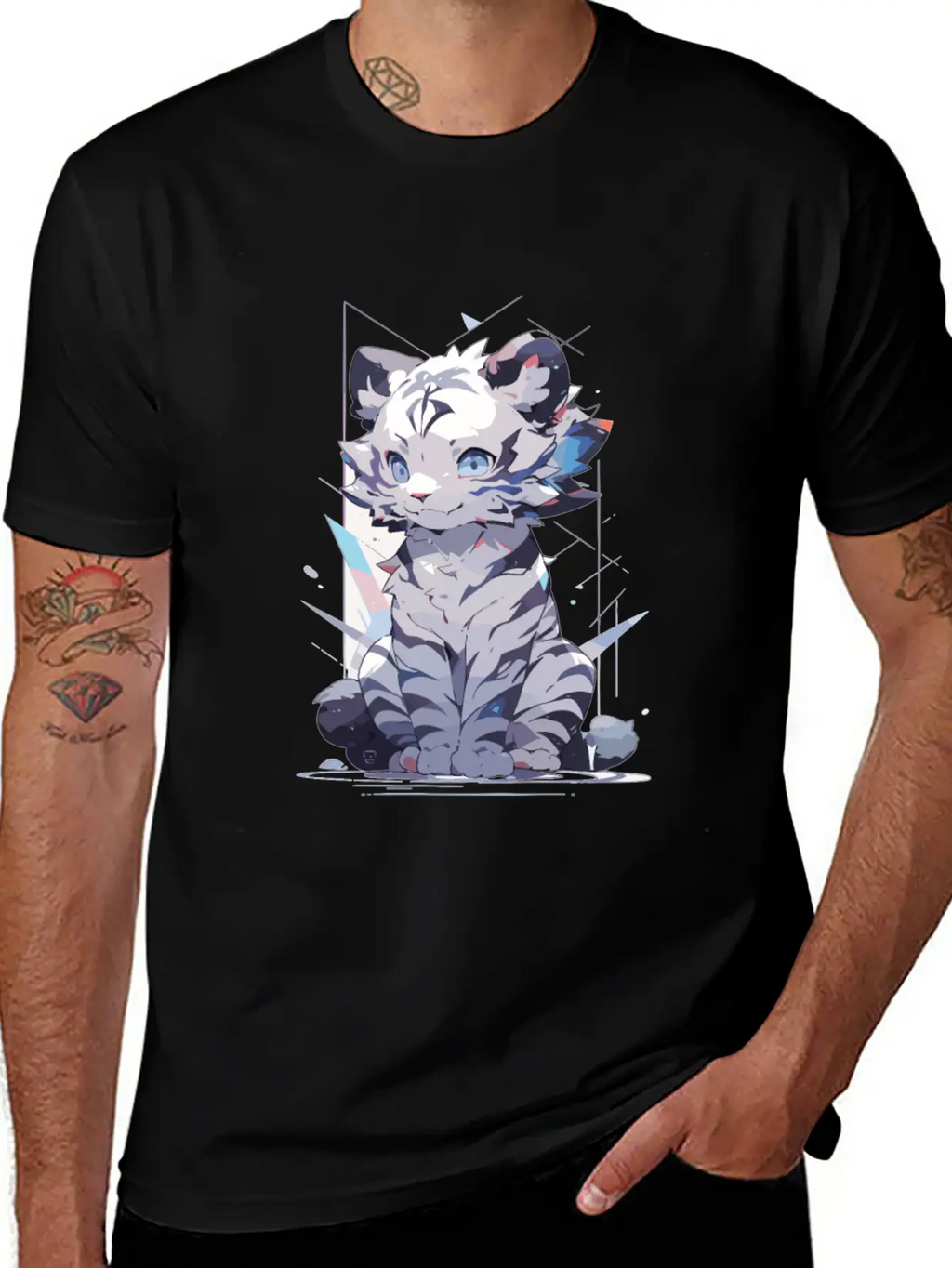 White Tiger Tiger Big Cat Baby Tiger Cat Stylish Everyday T-Shirt – Unisex Basic Cotton Tee