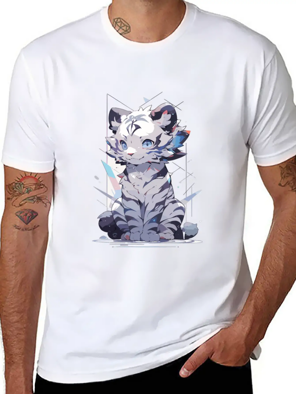 White Tiger Tiger Big Cat Baby Tiger Cat Stylish Everyday T-Shirt – Unisex Basic Cotton Tee