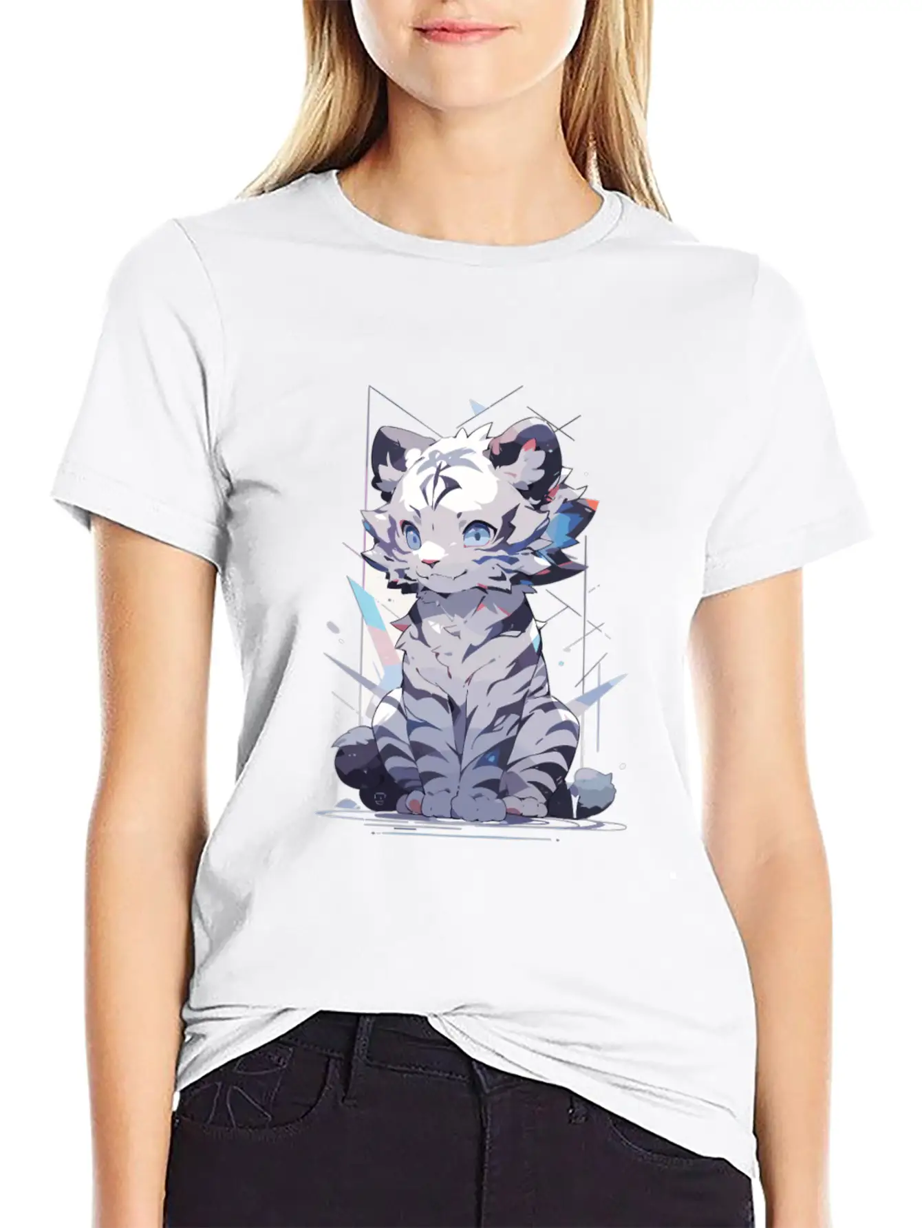 White Tiger Tiger Big Cat Baby Tiger Cat Stylish Everyday T-Shirt – Unisex Basic Cotton Tee