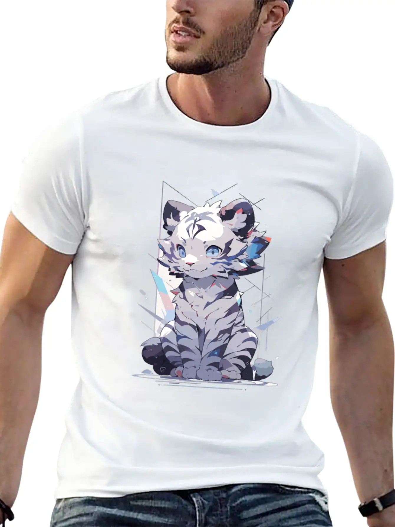 White Tiger Tiger Big Cat Baby Tiger Cat Stylish Everyday T-Shirt – Unisex Basic Cotton Tee