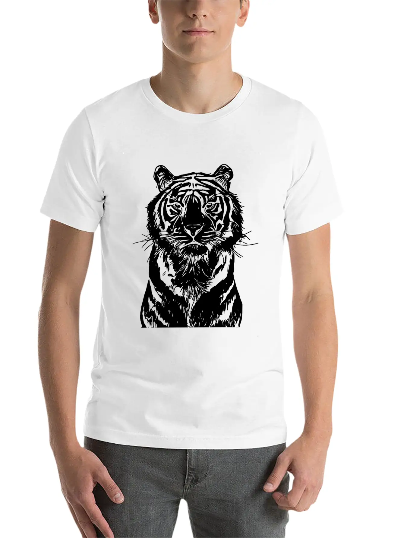 White Tiger Unisex Casual T-Shirt – Clean Design For Daily Comfort