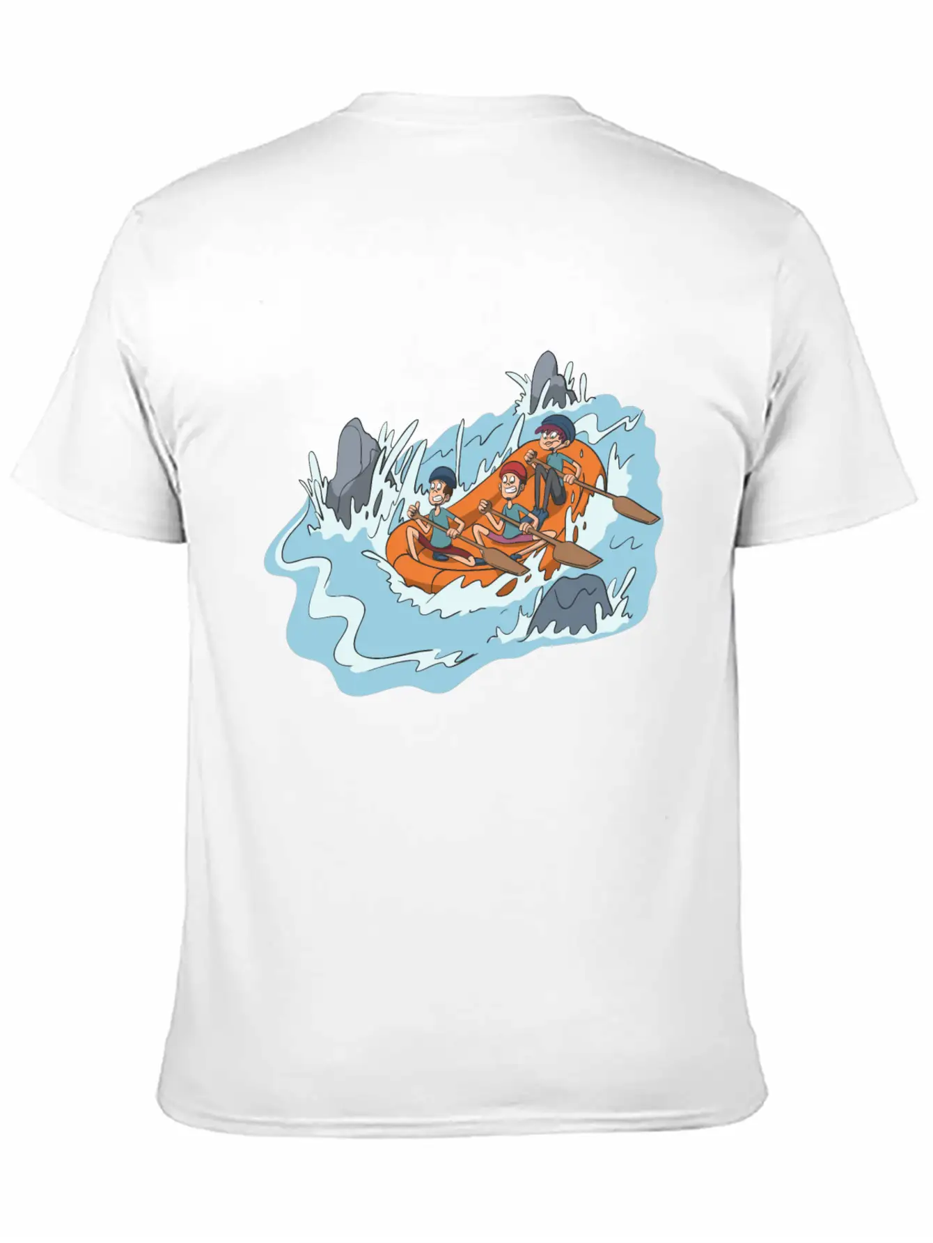 White Water Rafting Through Spray And Rocks Unisex Short Sleeve Soft Cotton T-Shirt – Casual Everyday Wear