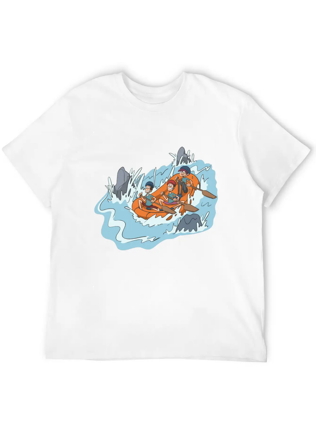 White Water Rafting Through Spray And Rocks Unisex Short Sleeve Soft Cotton T-Shirt – Casual Everyday Wear