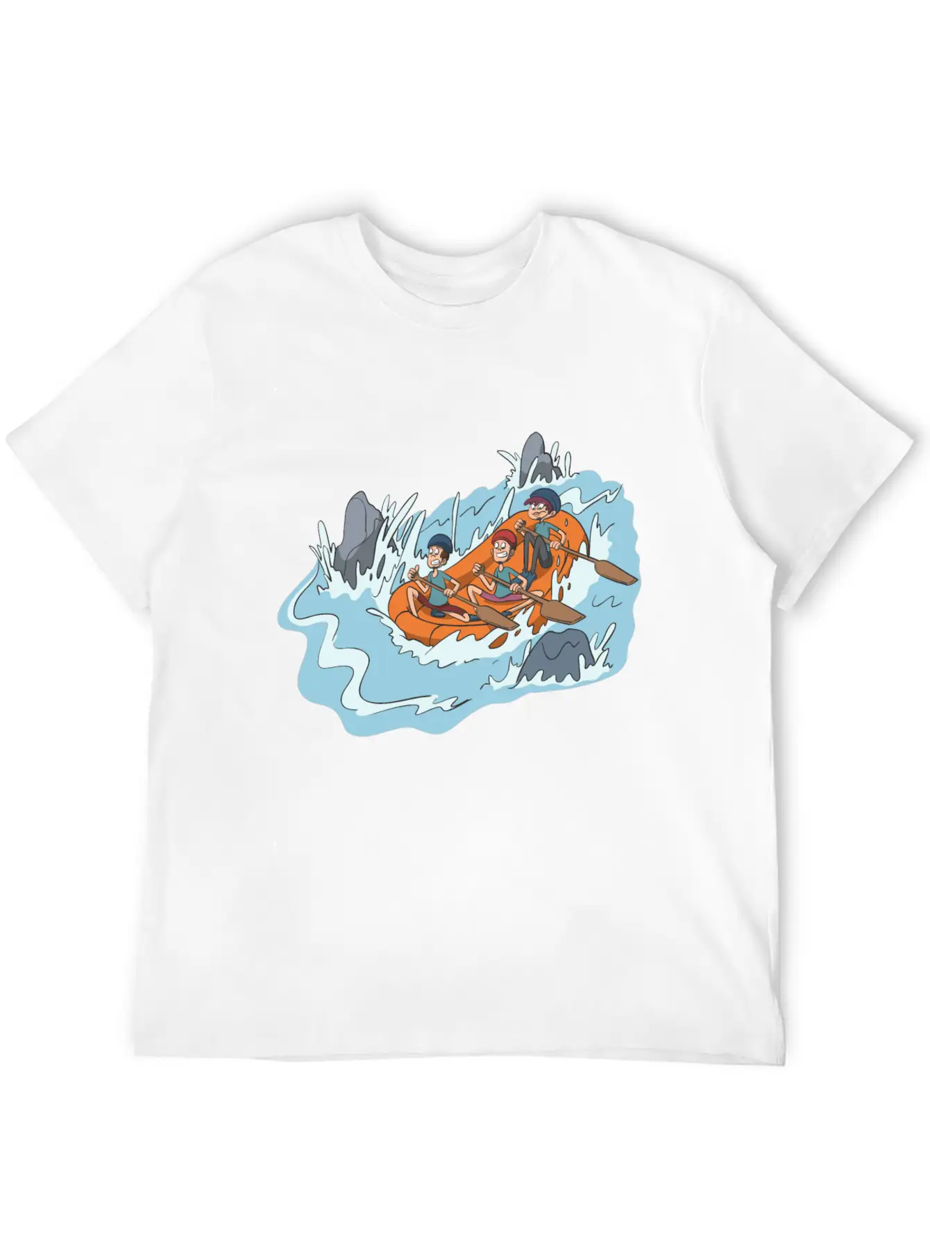 White Water Rafting Through Spray And Rocks Unisex Short Sleeve Soft Cotton T-Shirt – Casual Everyday Wear
