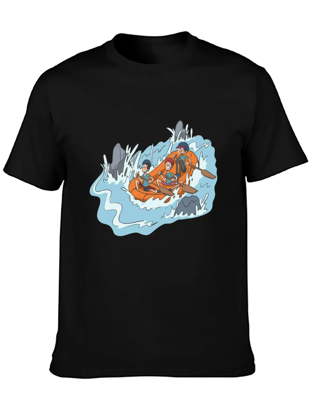 White Water Rafting Through Spray And Rocks Unisex Short Sleeve Soft Cotton T-Shirt – Casual Everyday Wear