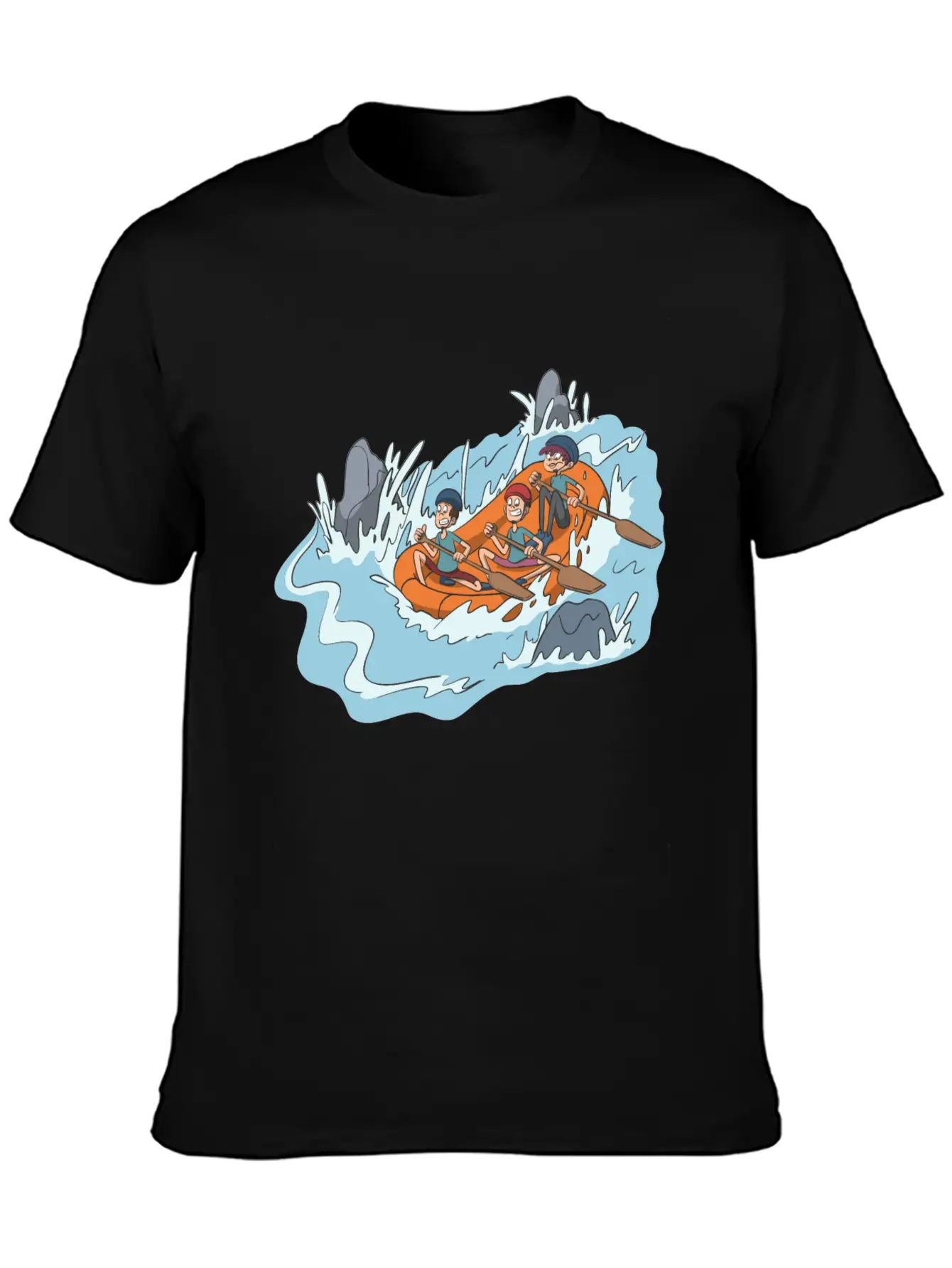 White Water Rafting Through Spray And Rocks Unisex Short Sleeve Soft Cotton T-Shirt – Casual Everyday Wear