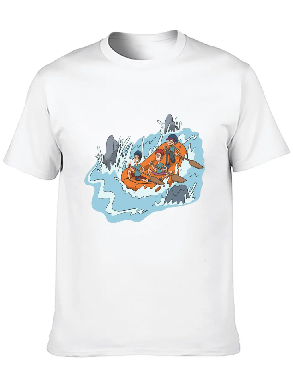White Water Rafting Through Spray And Rocks Unisex Short Sleeve Soft Cotton T-Shirt – Casual Everyday Wear