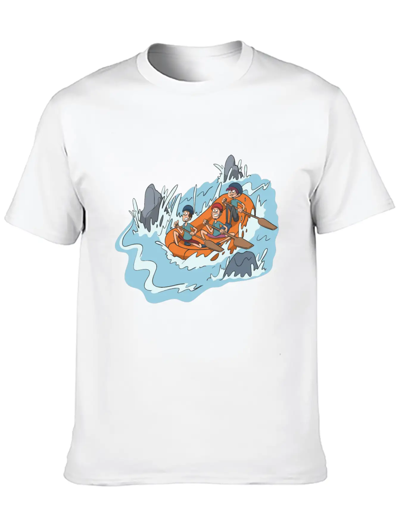 White Water Rafting Through Spray And Rocks Unisex Short Sleeve Soft Cotton T-Shirt – Casual Everyday Wear