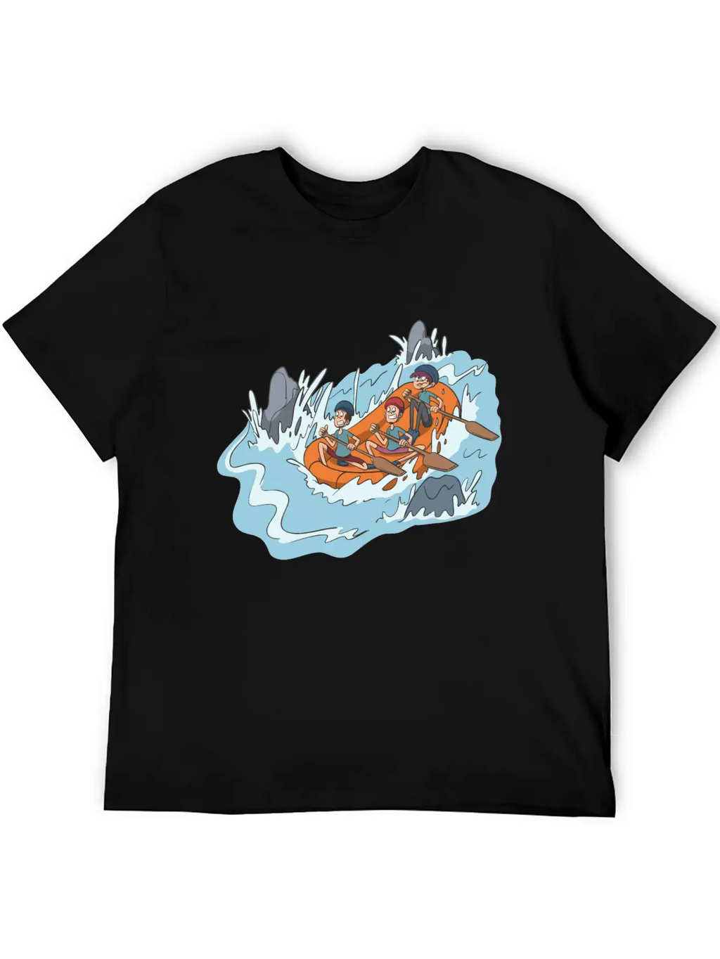White Water Rafting Through Spray And Rocks Unisex Short Sleeve Soft Cotton T-Shirt – Casual Everyday Wear