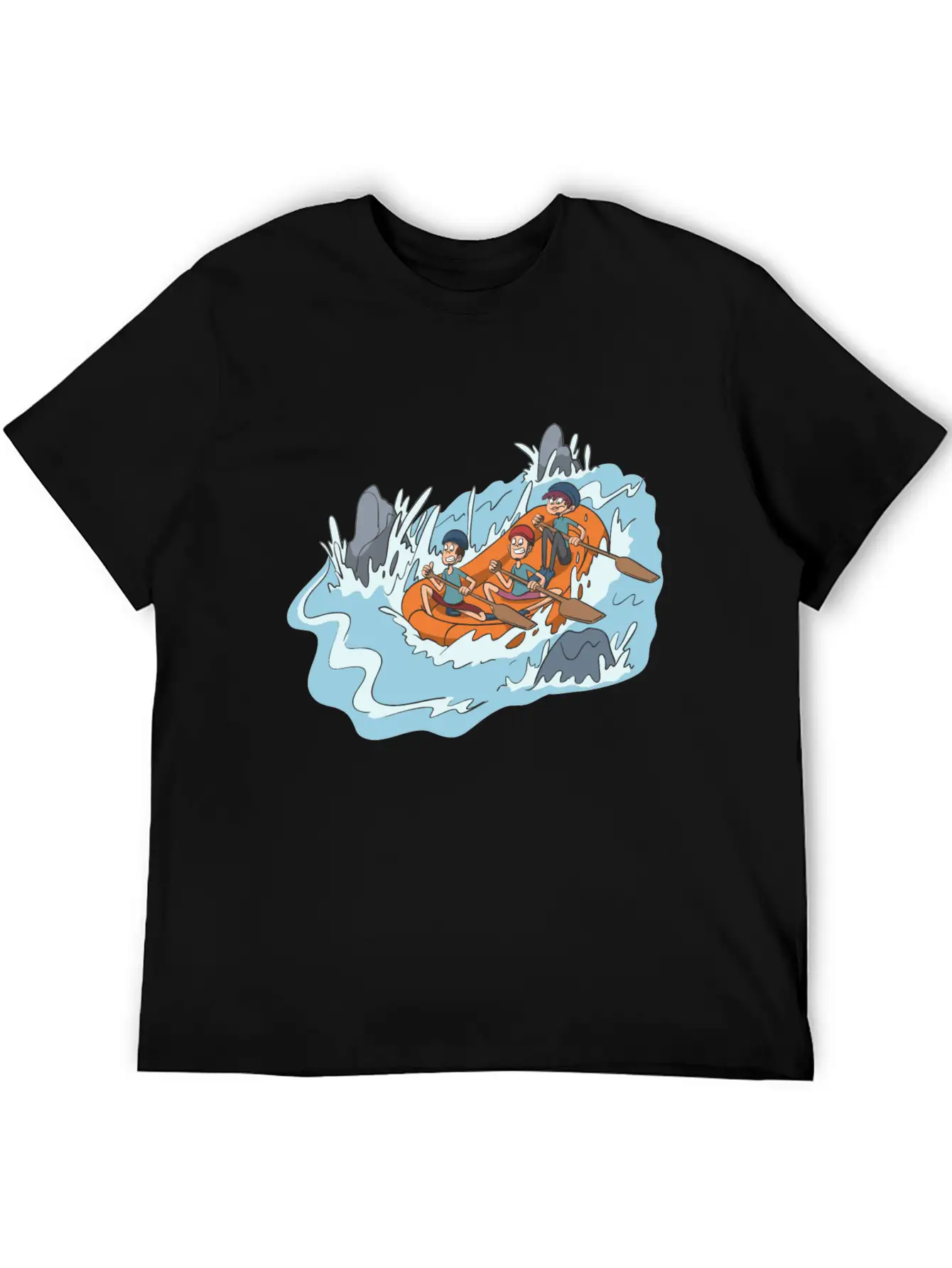 White Water Rafting Through Spray And Rocks Unisex Short Sleeve Soft Cotton T-Shirt – Casual Everyday Wear
