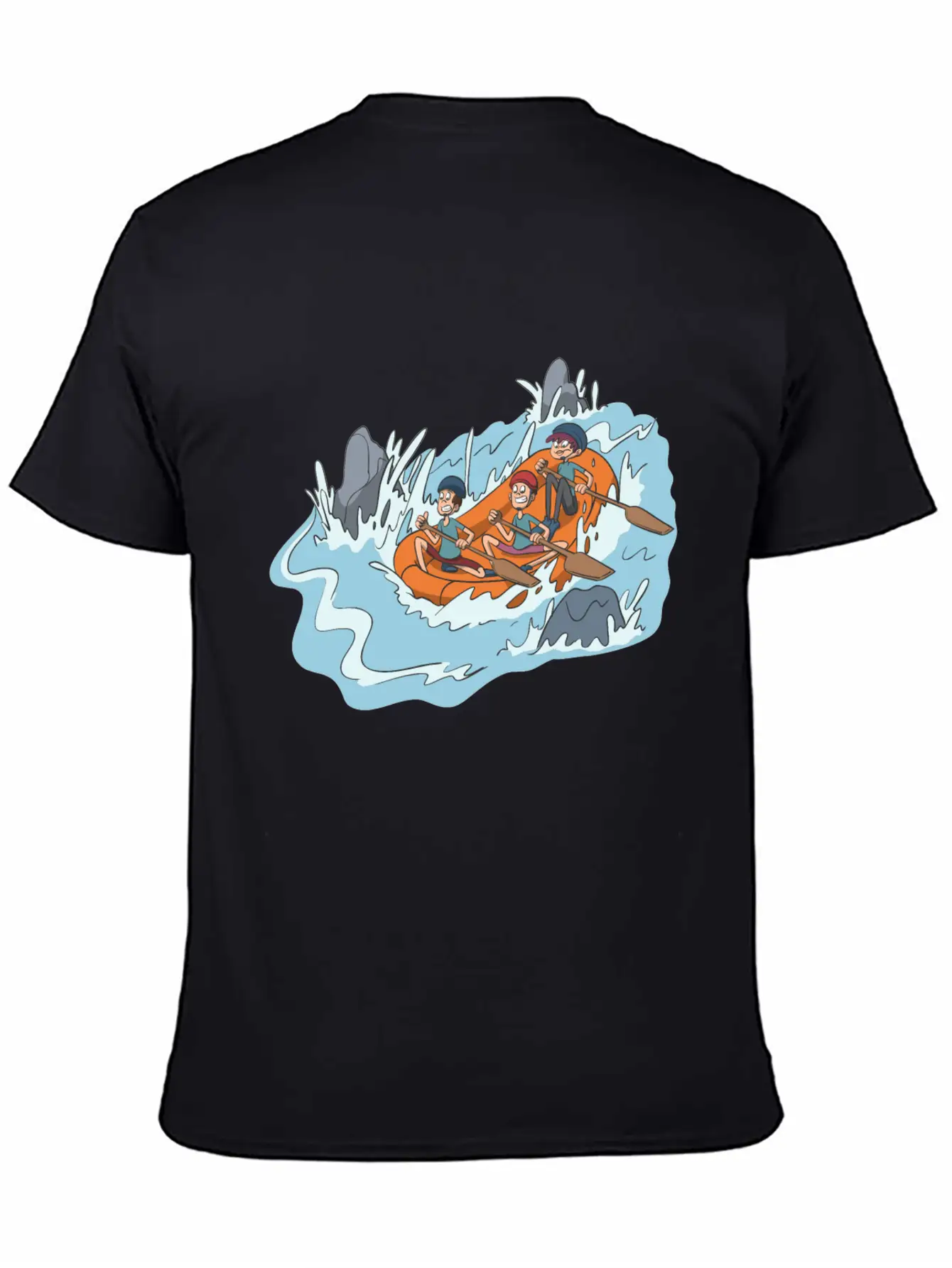 White Water Rafting Through Spray And Rocks Unisex Short Sleeve Soft Cotton T-Shirt – Casual Everyday Wear