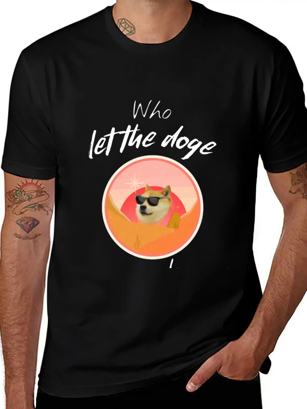 Who Let The Doge Out - Funny Doge Coin Meme Quote Breathable Soft Cotton T-Shirt – Timeless Casual Look
