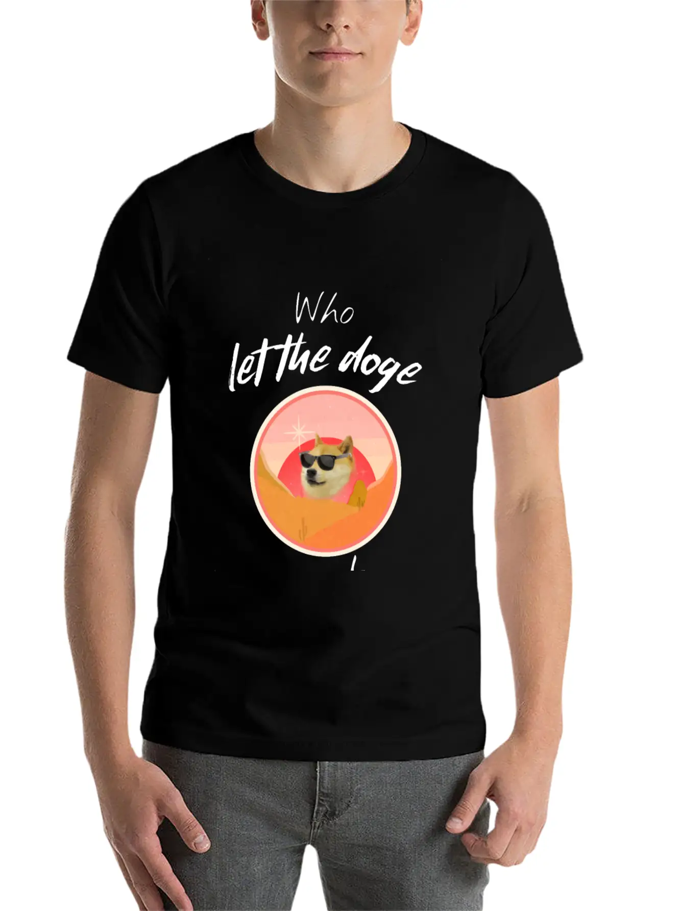 Who Let The Doge Out - Funny Doge Coin Meme Quote Breathable Soft Cotton T-Shirt – Timeless Casual Look