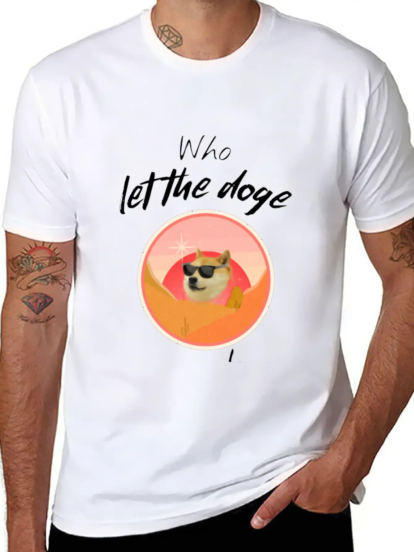 Who Let The Doge Out - Funny Doge Coin Meme Quote Breathable Soft Cotton T-Shirt – Timeless Casual Look
