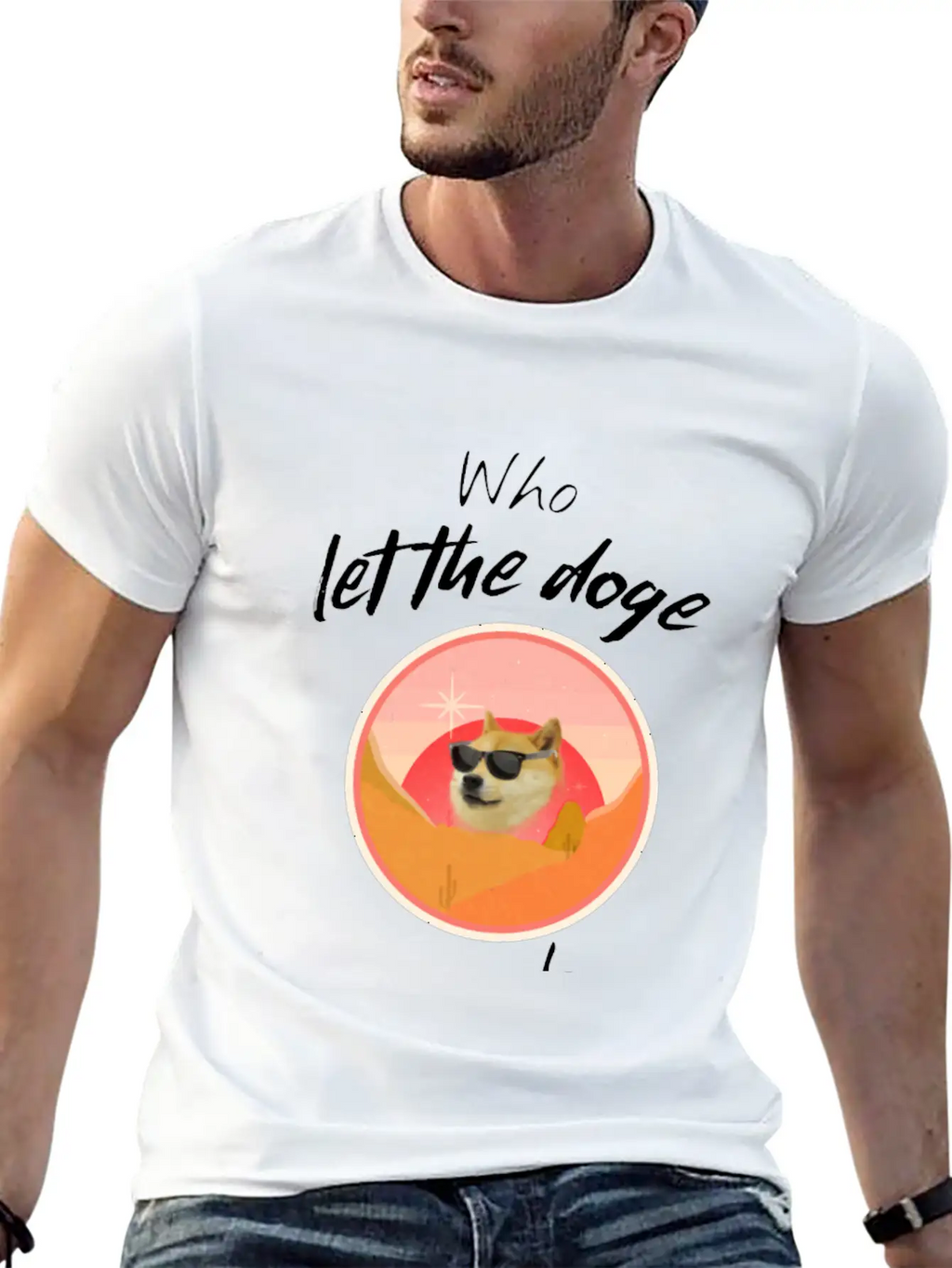 Who Let The Doge Out - Funny Doge Coin Meme Quote Breathable Soft Cotton T-Shirt – Timeless Casual Look