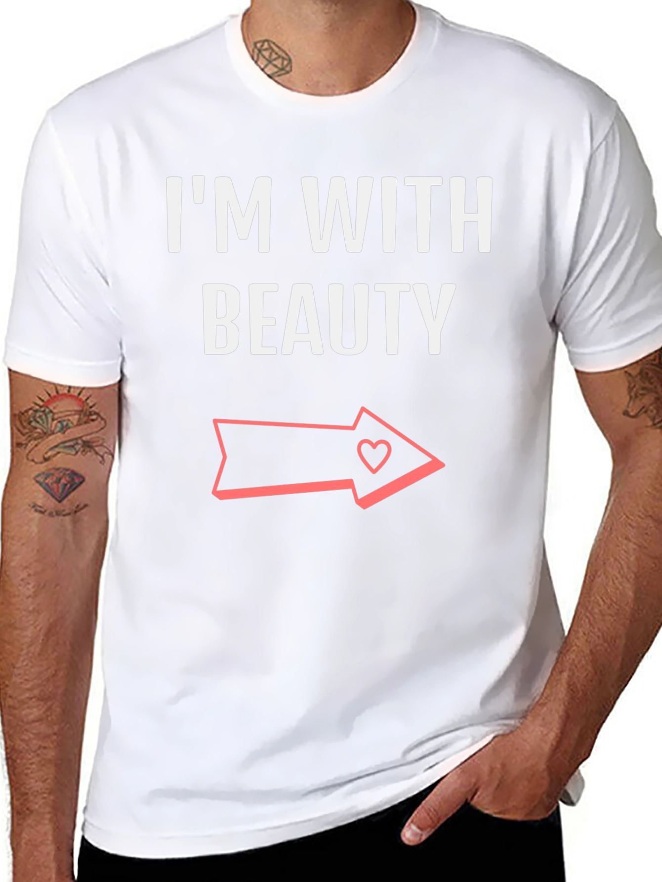 Im With Beauty T-Shirt - Novelty Graphic Tee for Couples
