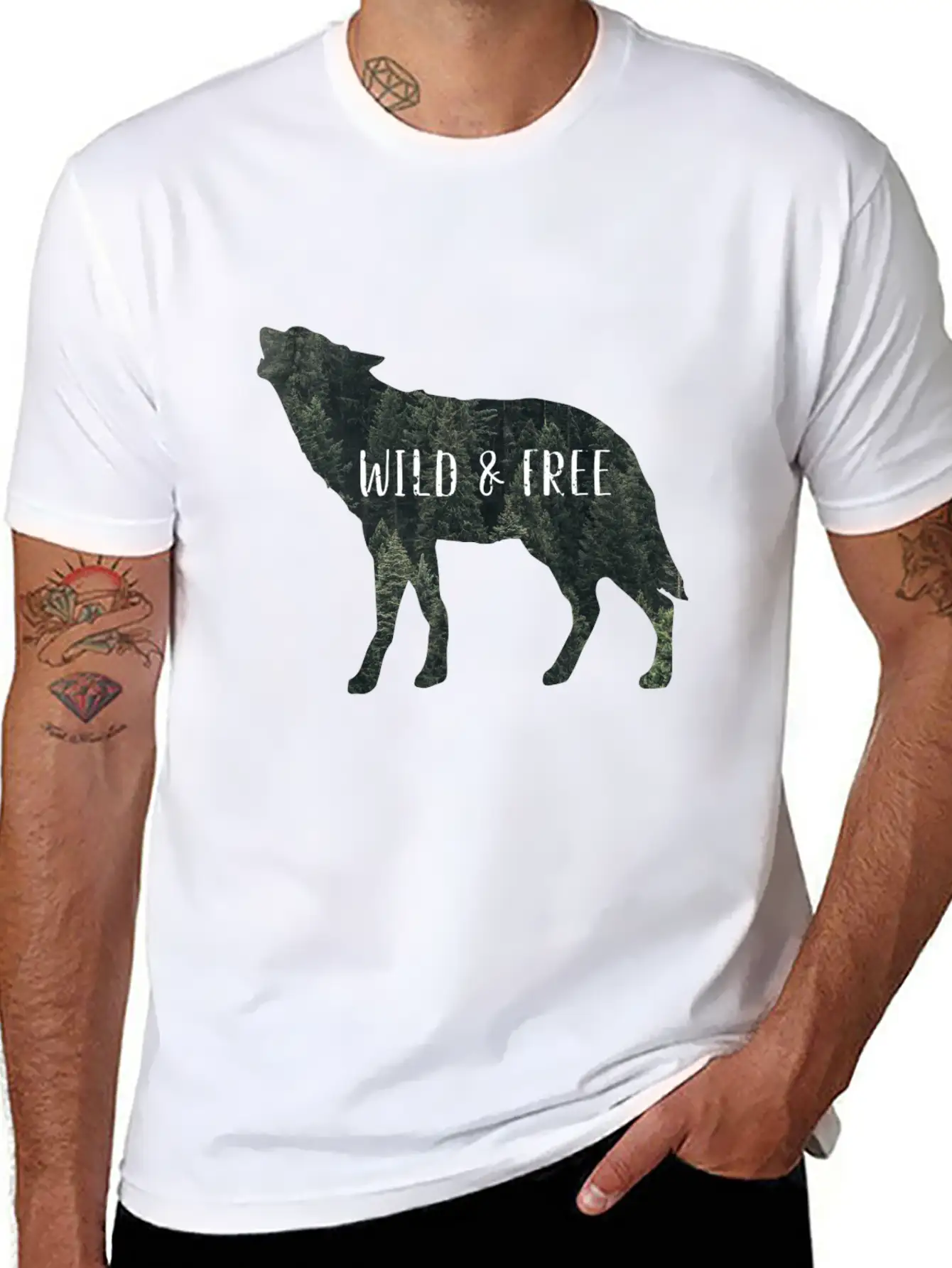 Wild & Free Wolf Casual Graphic T-Shirt – Simple And Comfortable Daily Wear