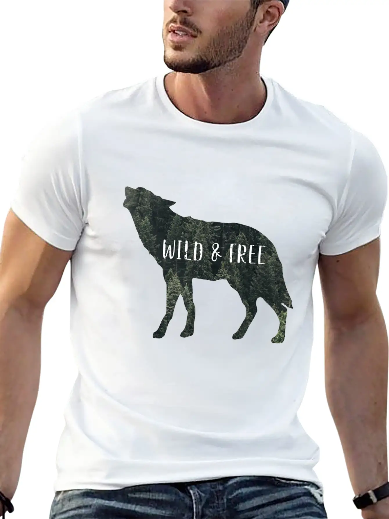 Wild & Free Wolf Casual Graphic T-Shirt – Simple And Comfortable Daily Wear