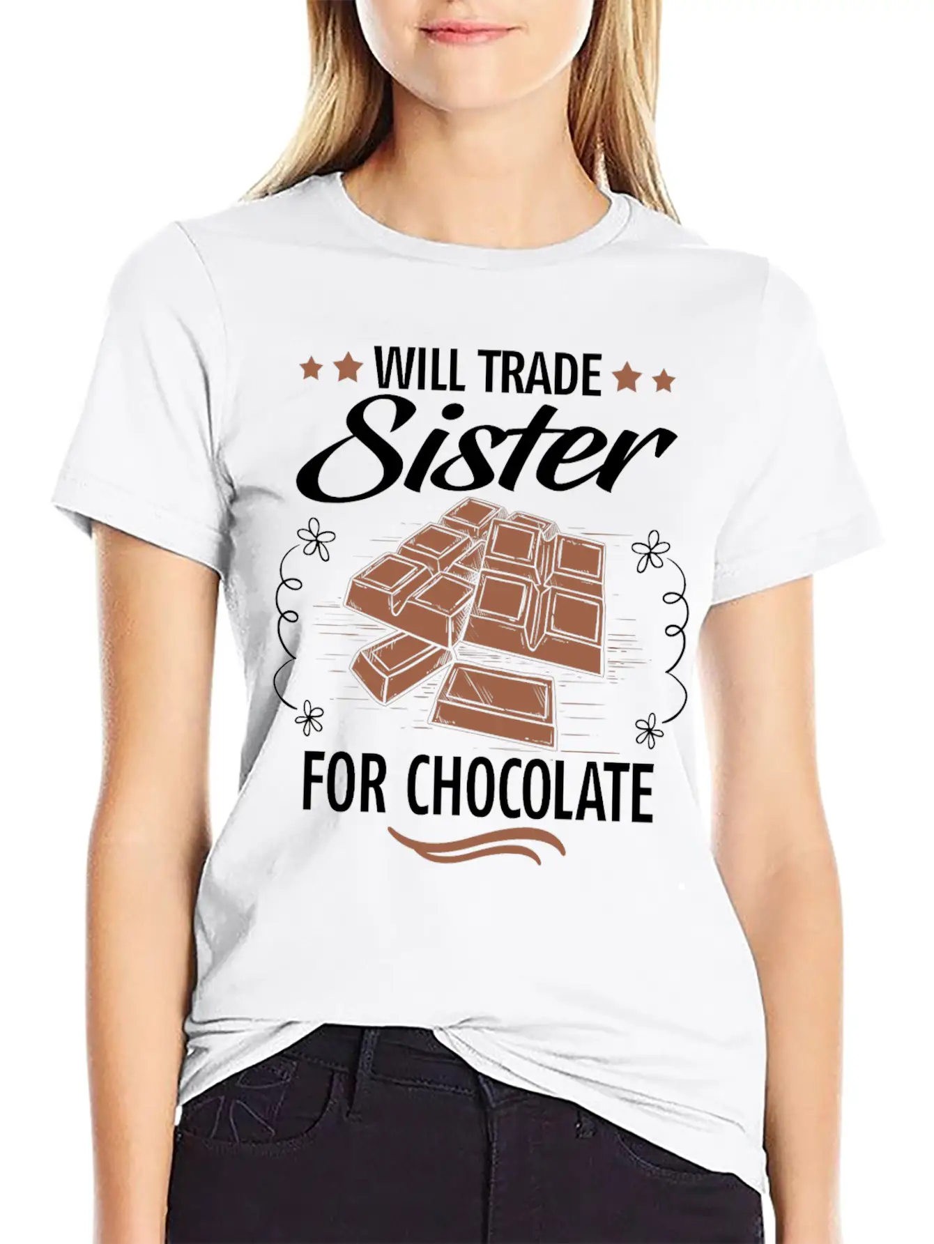 Will Trade Sister For Chocolate Unisex Casual T-Shirt – Clean Design For Daily Comfort