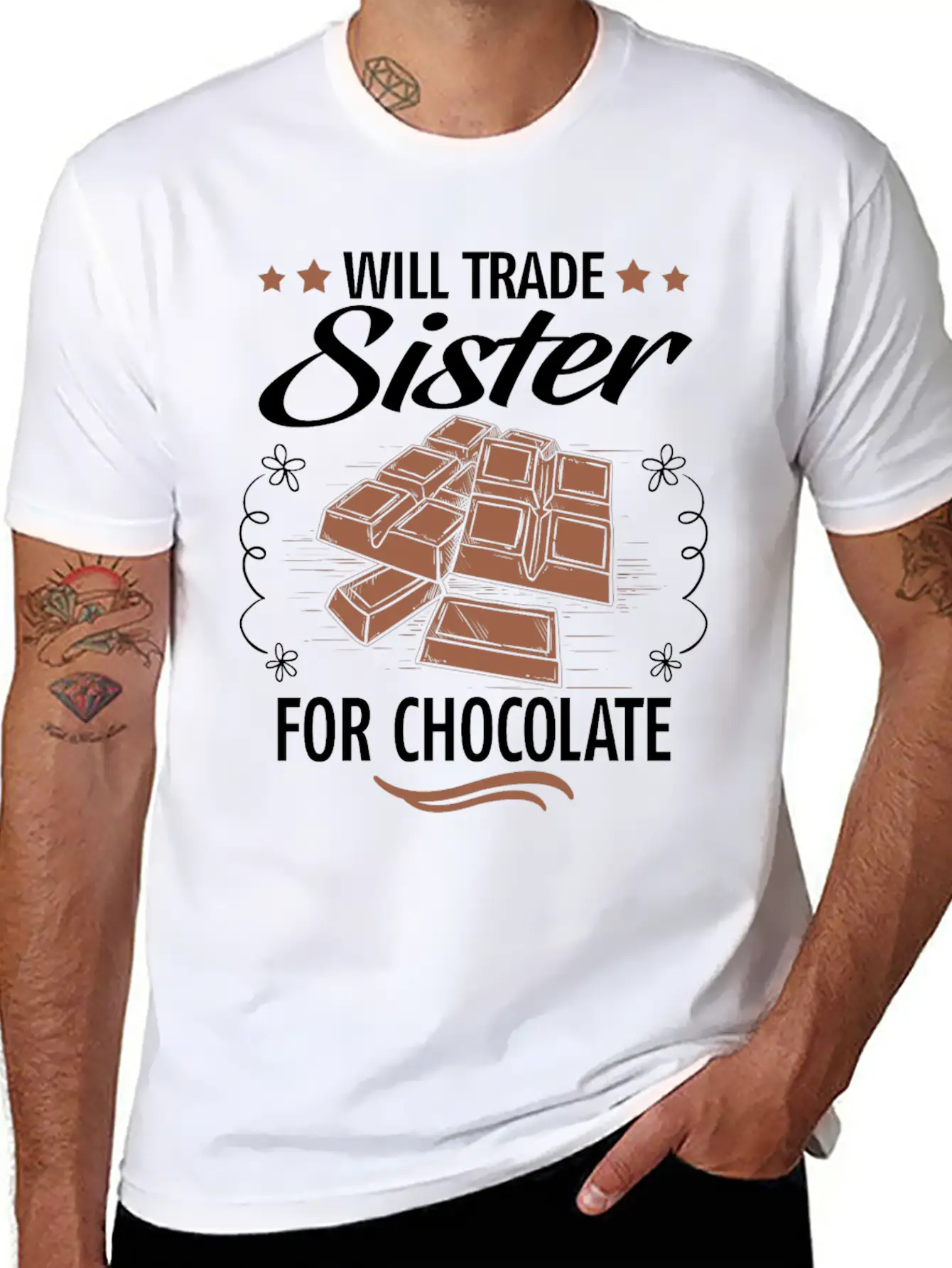 Will Trade Sister For Chocolate Unisex Casual T-Shirt – Clean Design For Daily Comfort