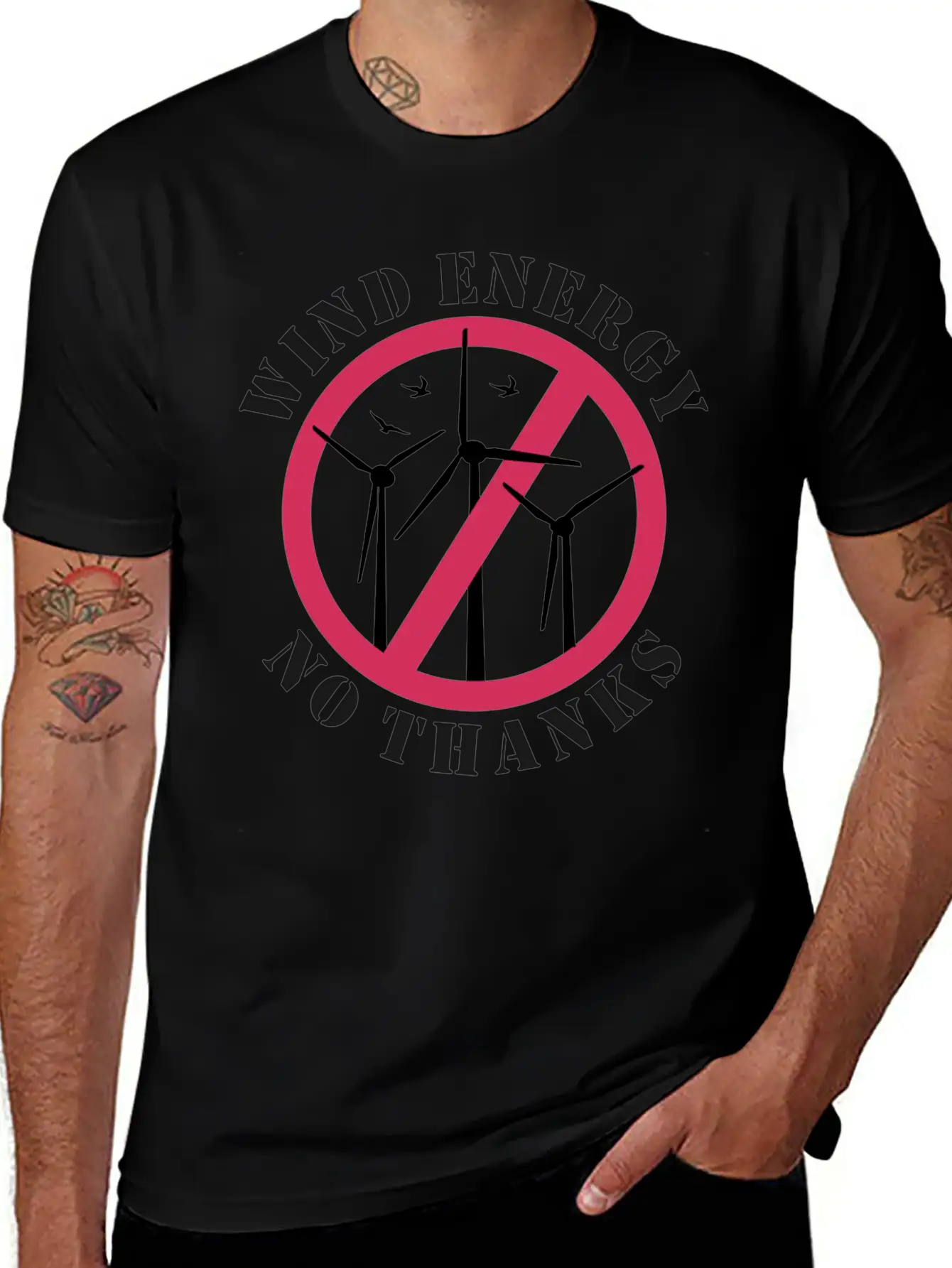 Wind Energy No Thanks Stop Wind Energy Casual Graphic T-Shirt – Simple And Comfortable Daily Wear