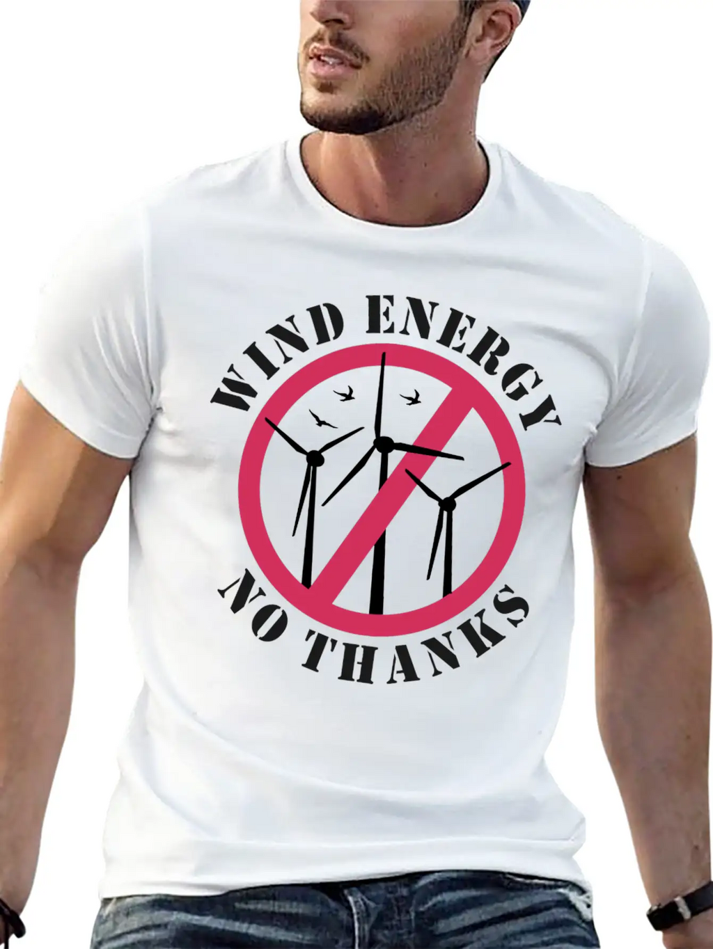 Wind Energy No Thanks Stop Wind Energy Casual Graphic T-Shirt – Simple And Comfortable Daily Wear