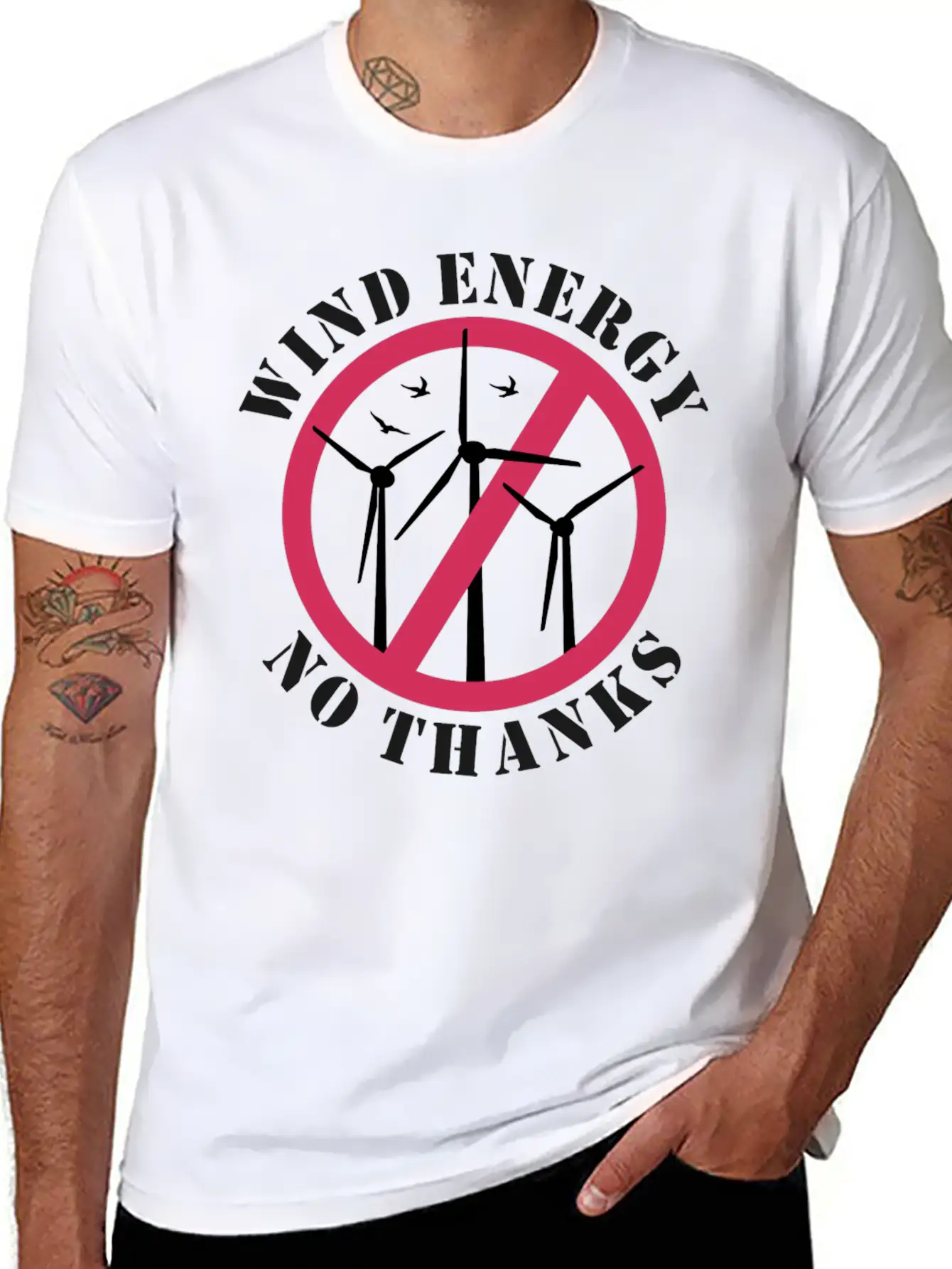 Wind Energy No Thanks Stop Wind Energy Casual Graphic T-Shirt – Simple And Comfortable Daily Wear