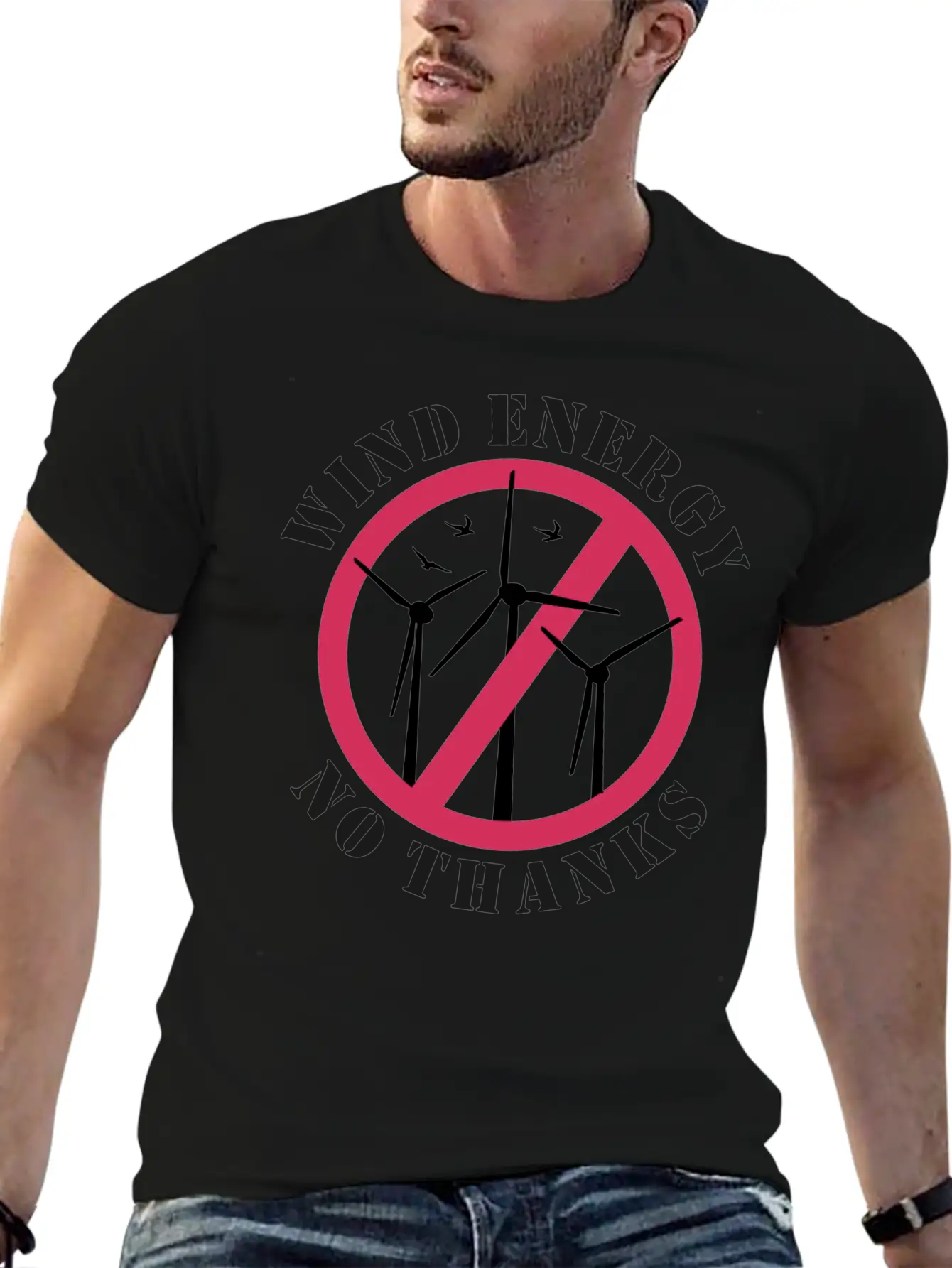 Wind Energy No Thanks Stop Wind Energy Casual Graphic T-Shirt – Simple And Comfortable Daily Wear