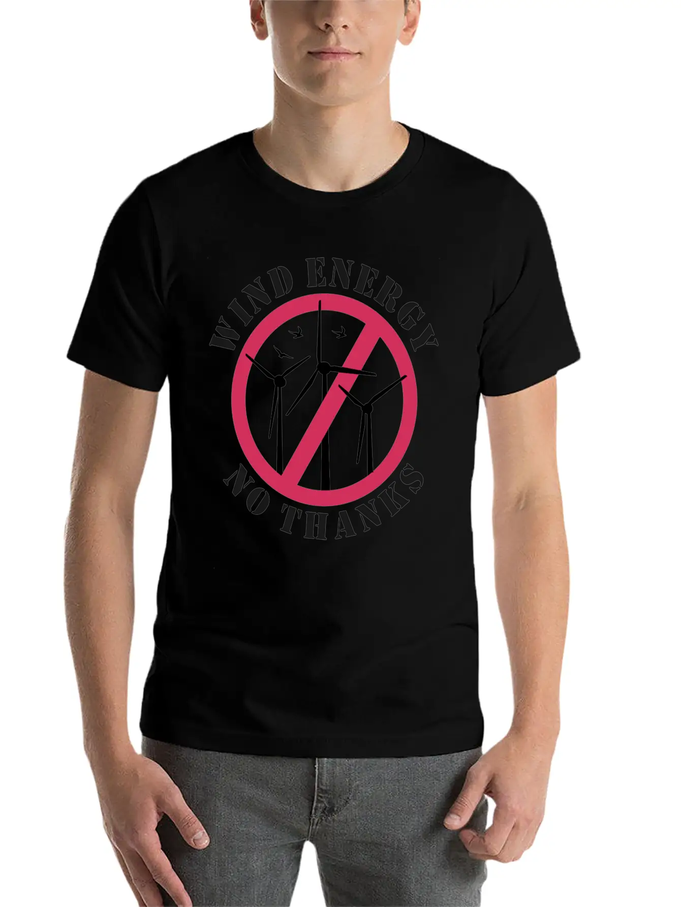 Wind Energy No Thanks Stop Wind Energy Casual Graphic T-Shirt – Simple And Comfortable Daily Wear