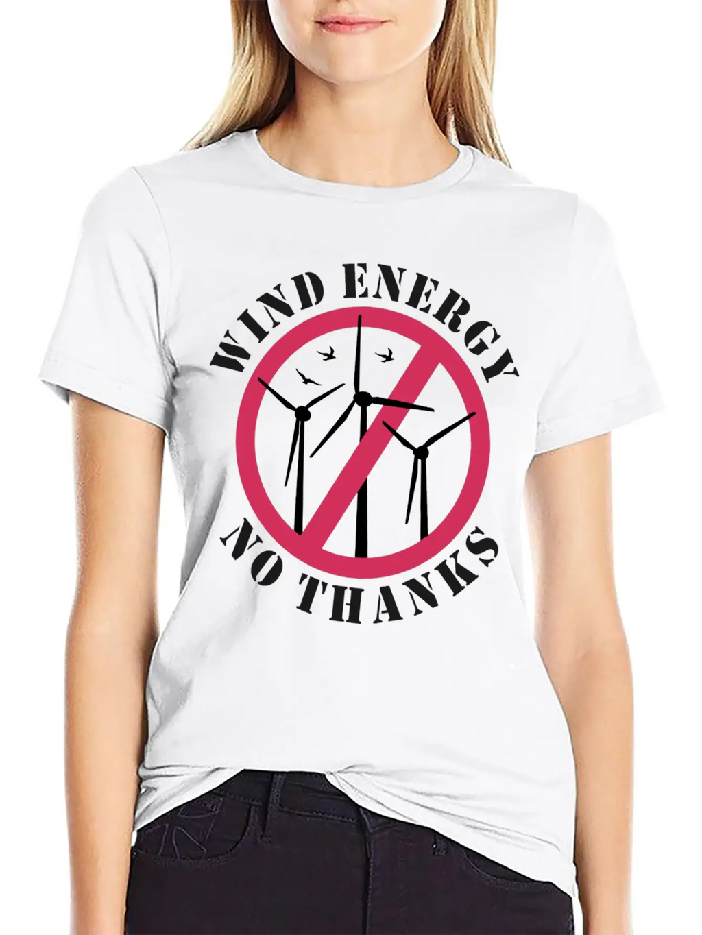 Wind Energy No Thanks Stop Wind Energy Casual Graphic T-Shirt – Simple And Comfortable Daily Wear