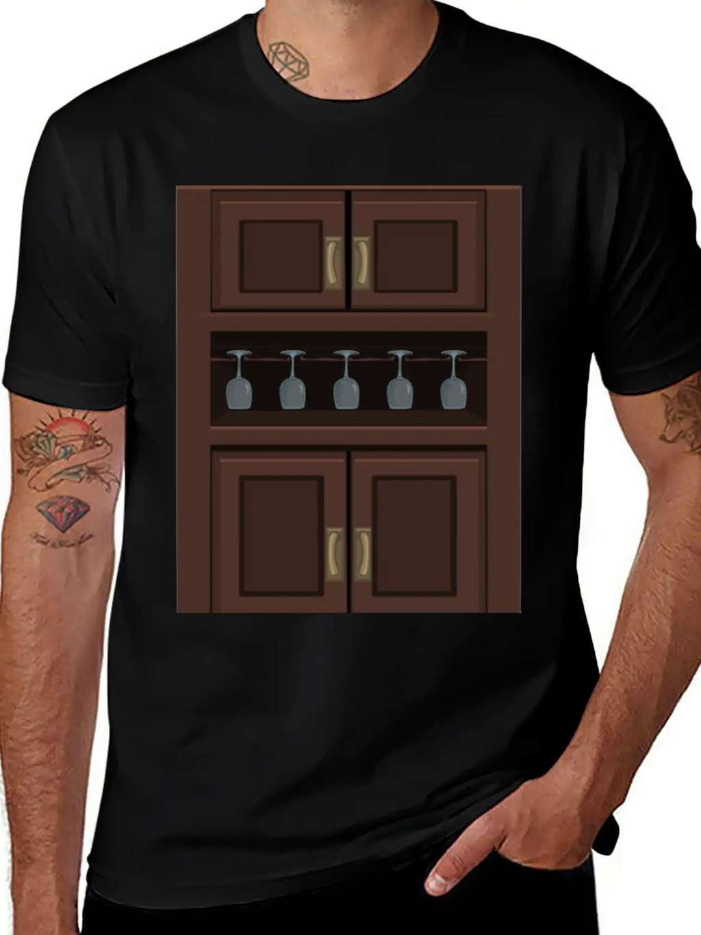 Wine Cabinet From Glitch Unisex Short Sleeve Soft Cotton T-Shirt – Casual Everyday Wear