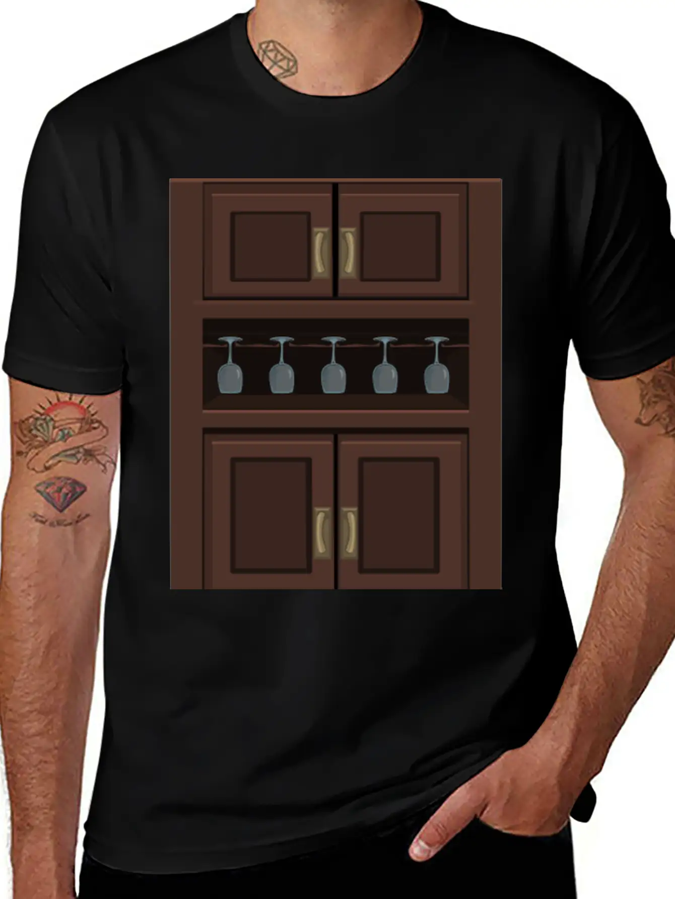 Wine Cabinet From Glitch Unisex Short Sleeve Soft Cotton T-Shirt – Casual Everyday Wear