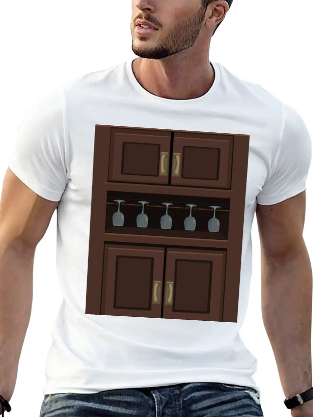 Wine Cabinet From Glitch Unisex Short Sleeve Soft Cotton T-Shirt – Casual Everyday Wear