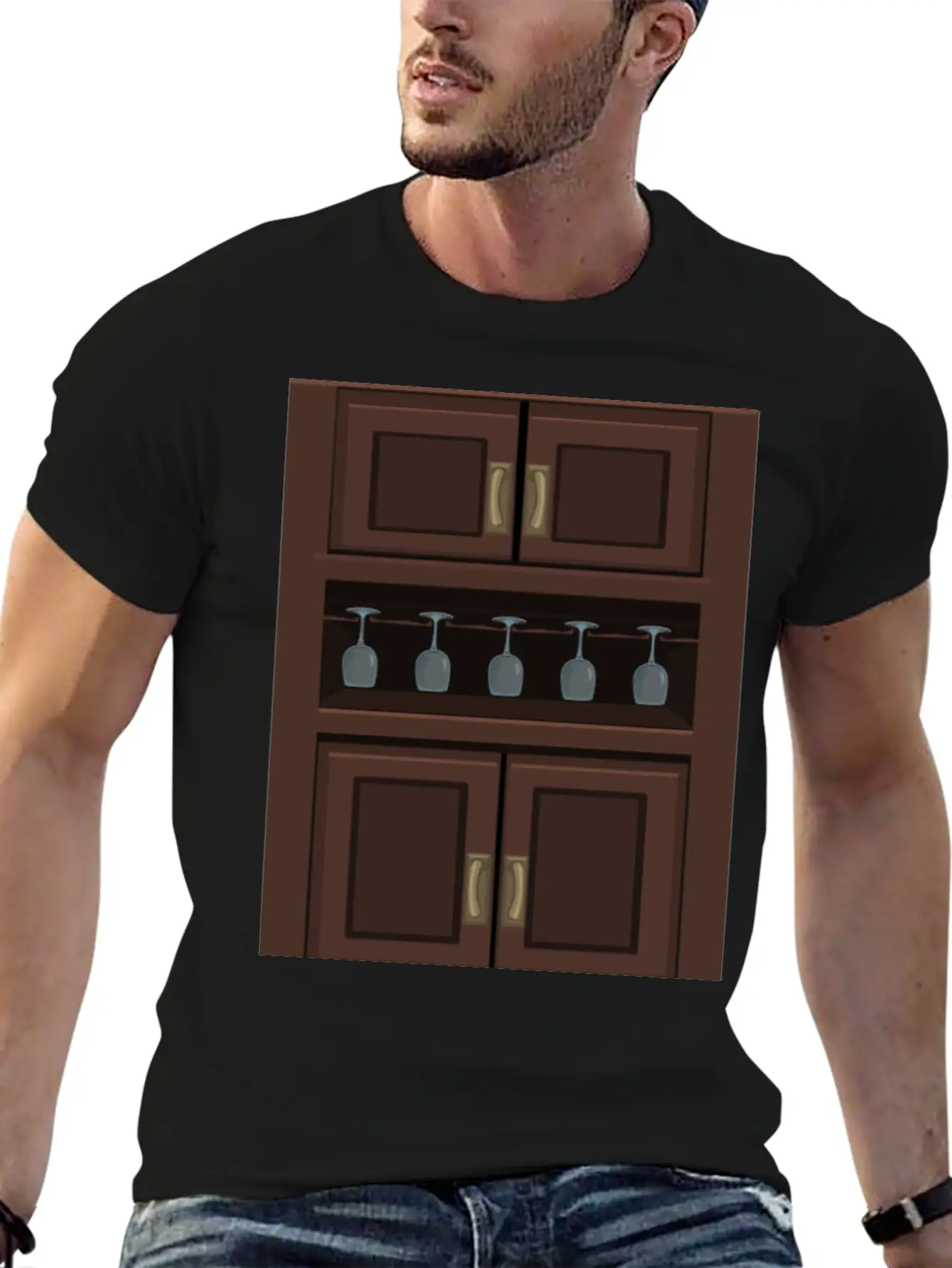 Wine Cabinet From Glitch Unisex Short Sleeve Soft Cotton T-Shirt – Casual Everyday Wear