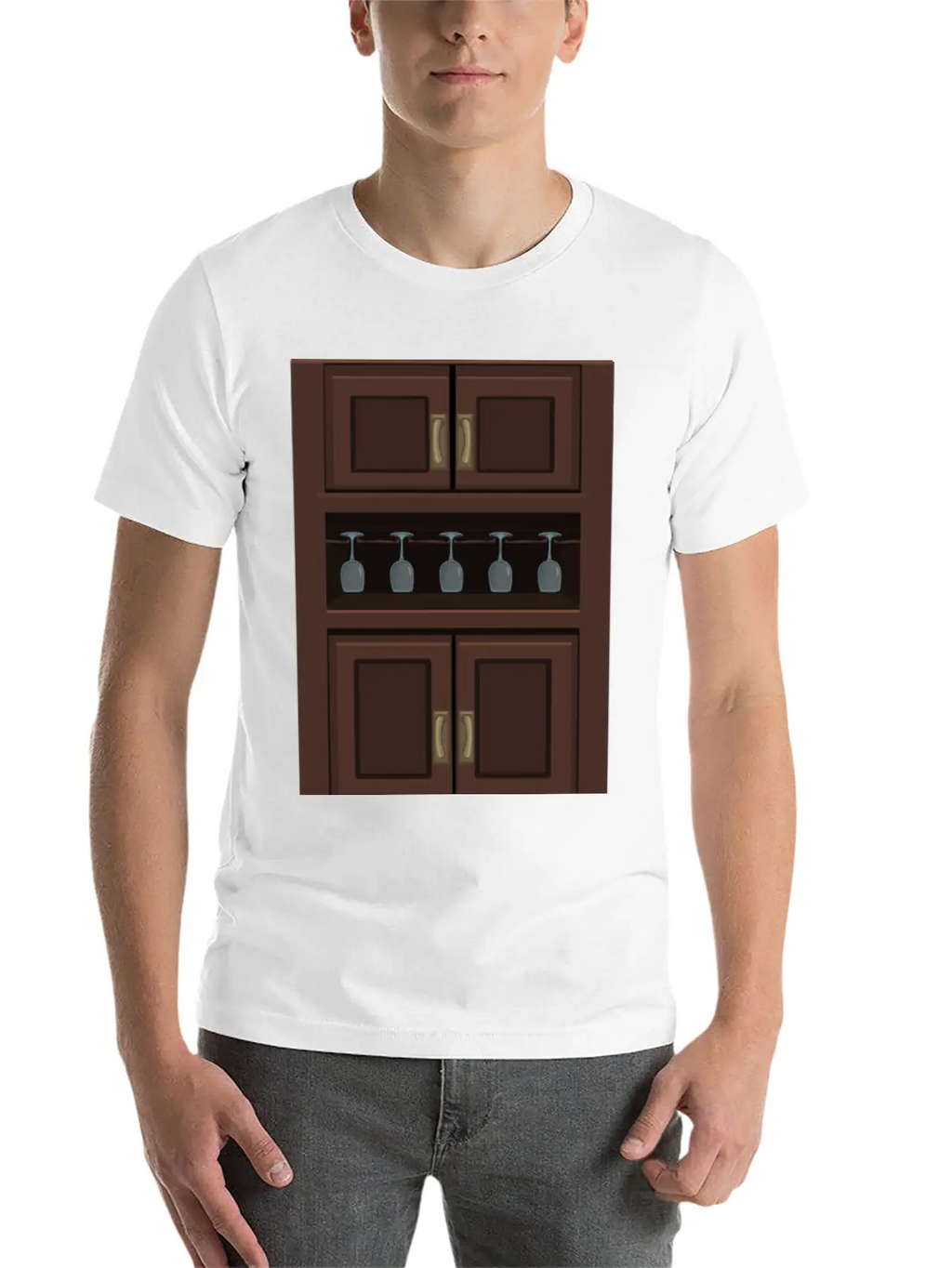 Wine Cabinet From Glitch Unisex Short Sleeve Soft Cotton T-Shirt – Casual Everyday Wear