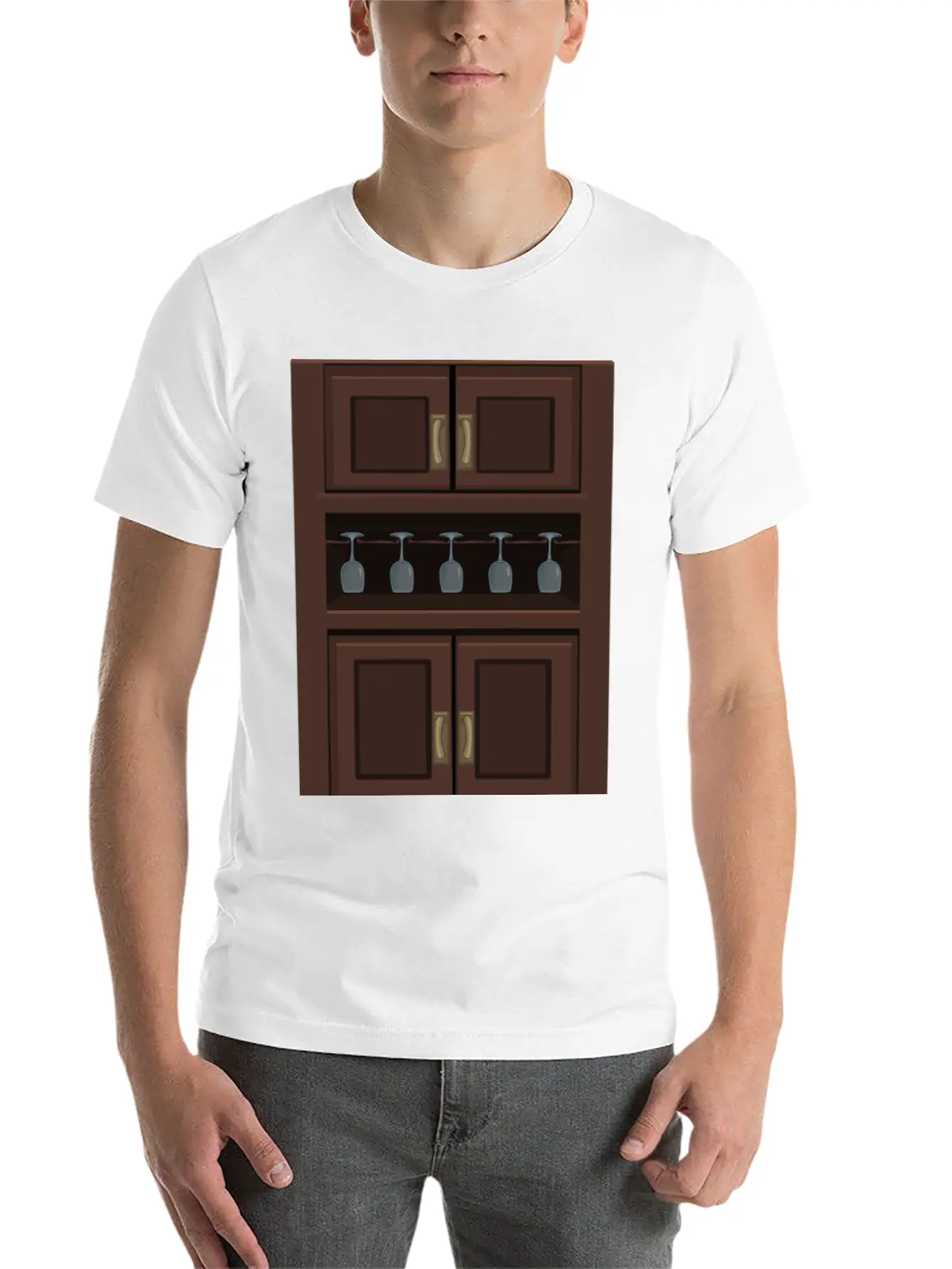 Wine Cabinet From Glitch Unisex Short Sleeve Soft Cotton T-Shirt – Casual Everyday Wear