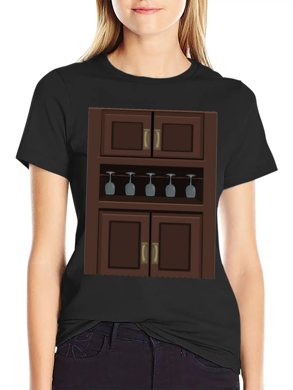 Wine Cabinet From Glitch Unisex Short Sleeve Soft Cotton T-Shirt – Casual Everyday Wear