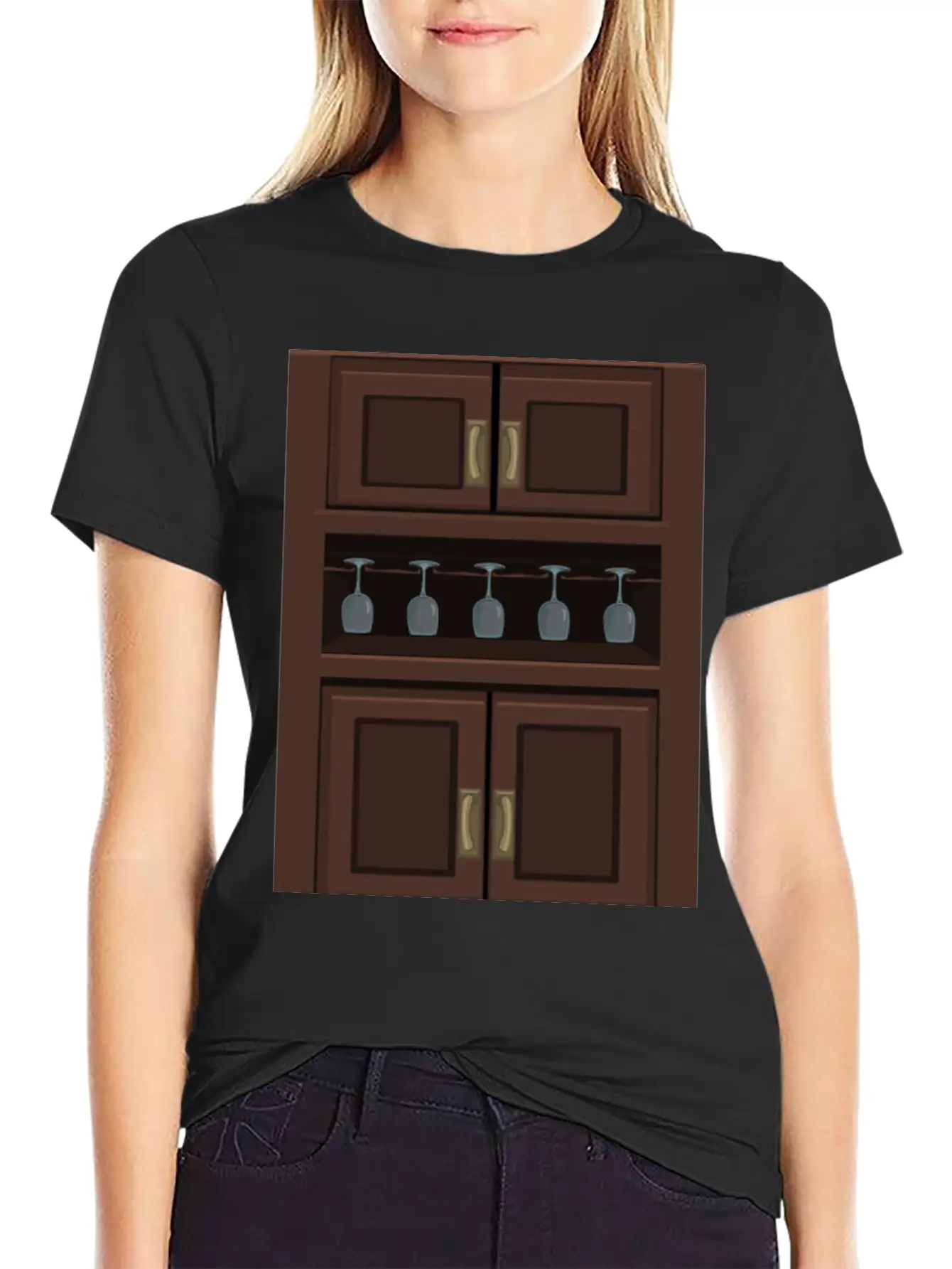 Wine Cabinet From Glitch Unisex Short Sleeve Soft Cotton T-Shirt – Casual Everyday Wear