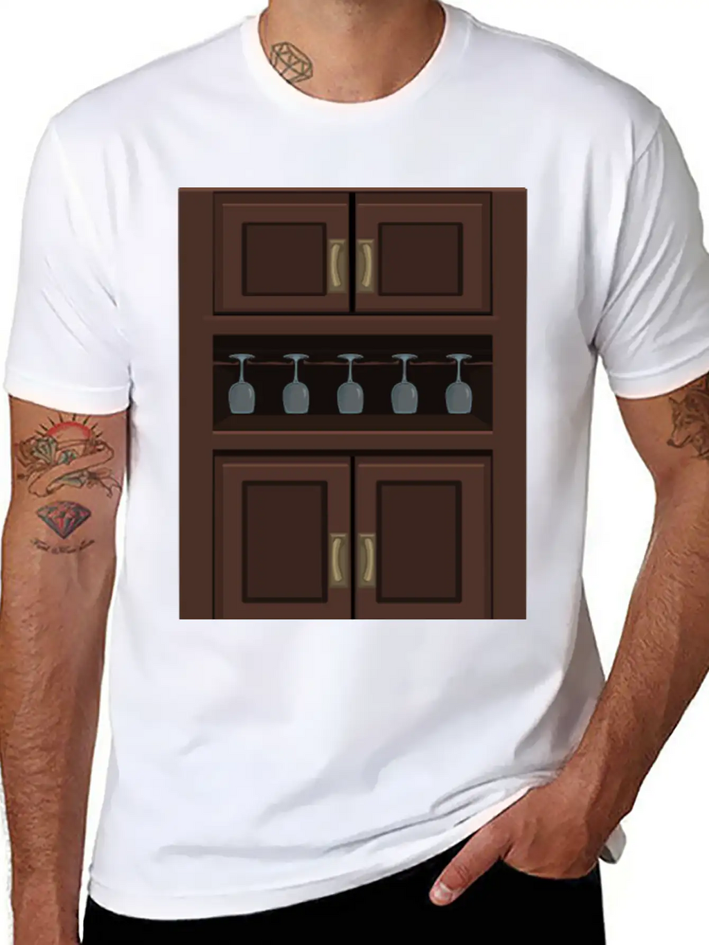 Wine Cabinet From Glitch Unisex Short Sleeve Soft Cotton T-Shirt – Casual Everyday Wear