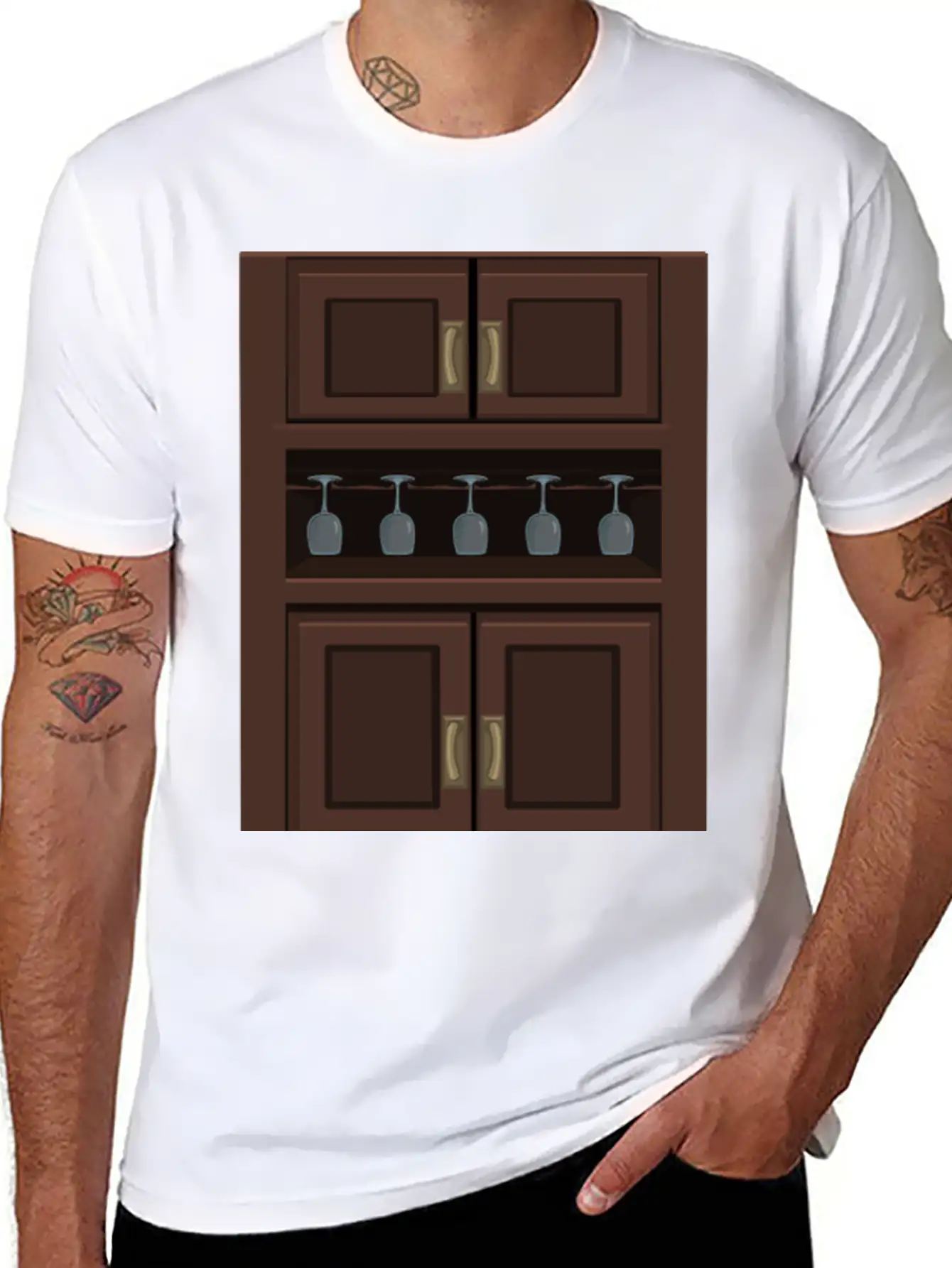 Wine Cabinet From Glitch Unisex Short Sleeve Soft Cotton T-Shirt – Casual Everyday Wear
