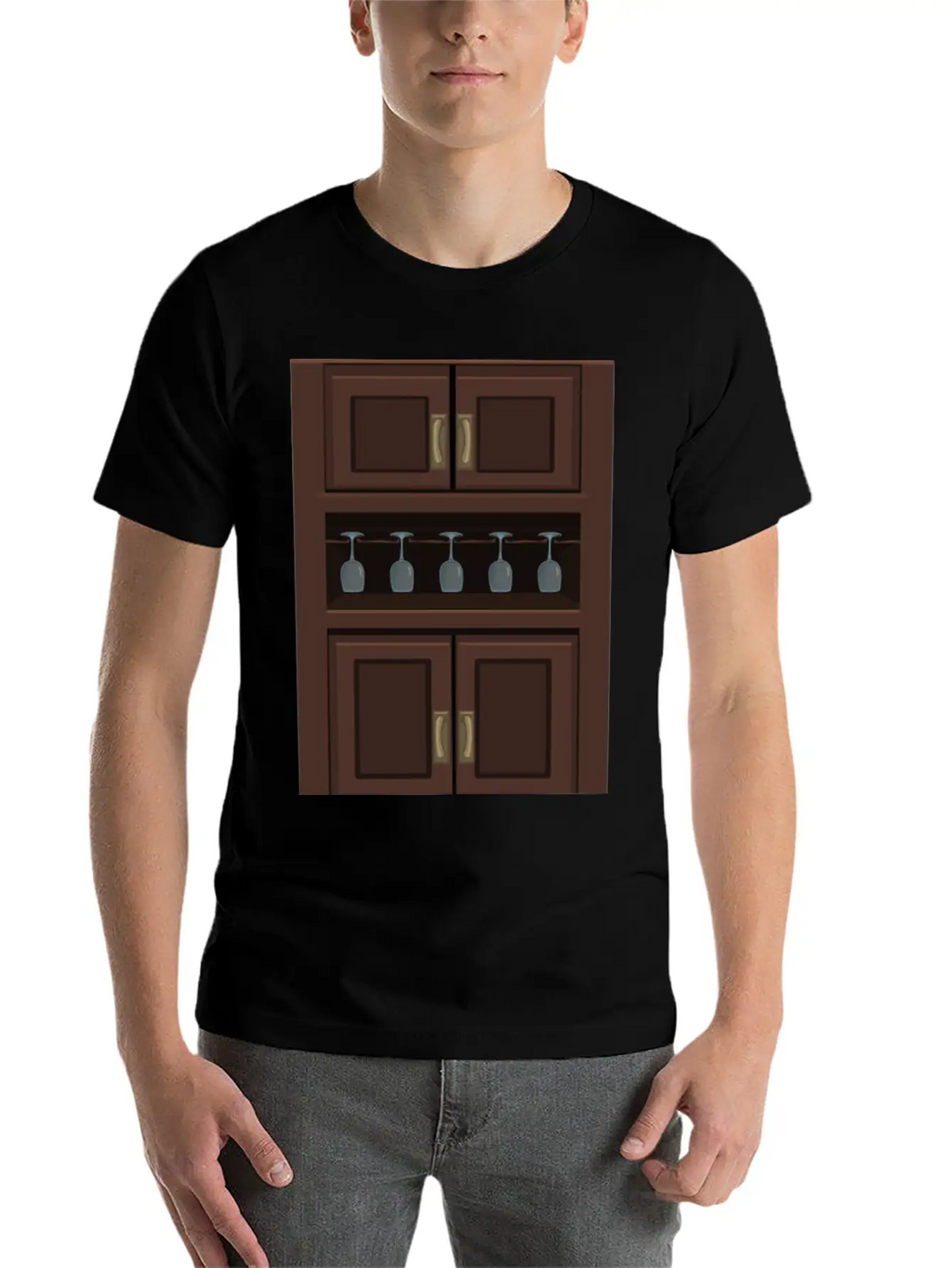 Wine Cabinet From Glitch Unisex Short Sleeve Soft Cotton T-Shirt – Casual Everyday Wear