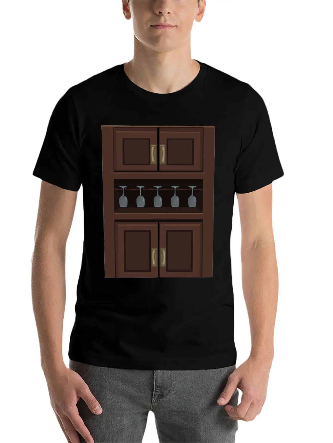 Wine Cabinet From Glitch Unisex Short Sleeve Soft Cotton T-Shirt – Casual Everyday Wear