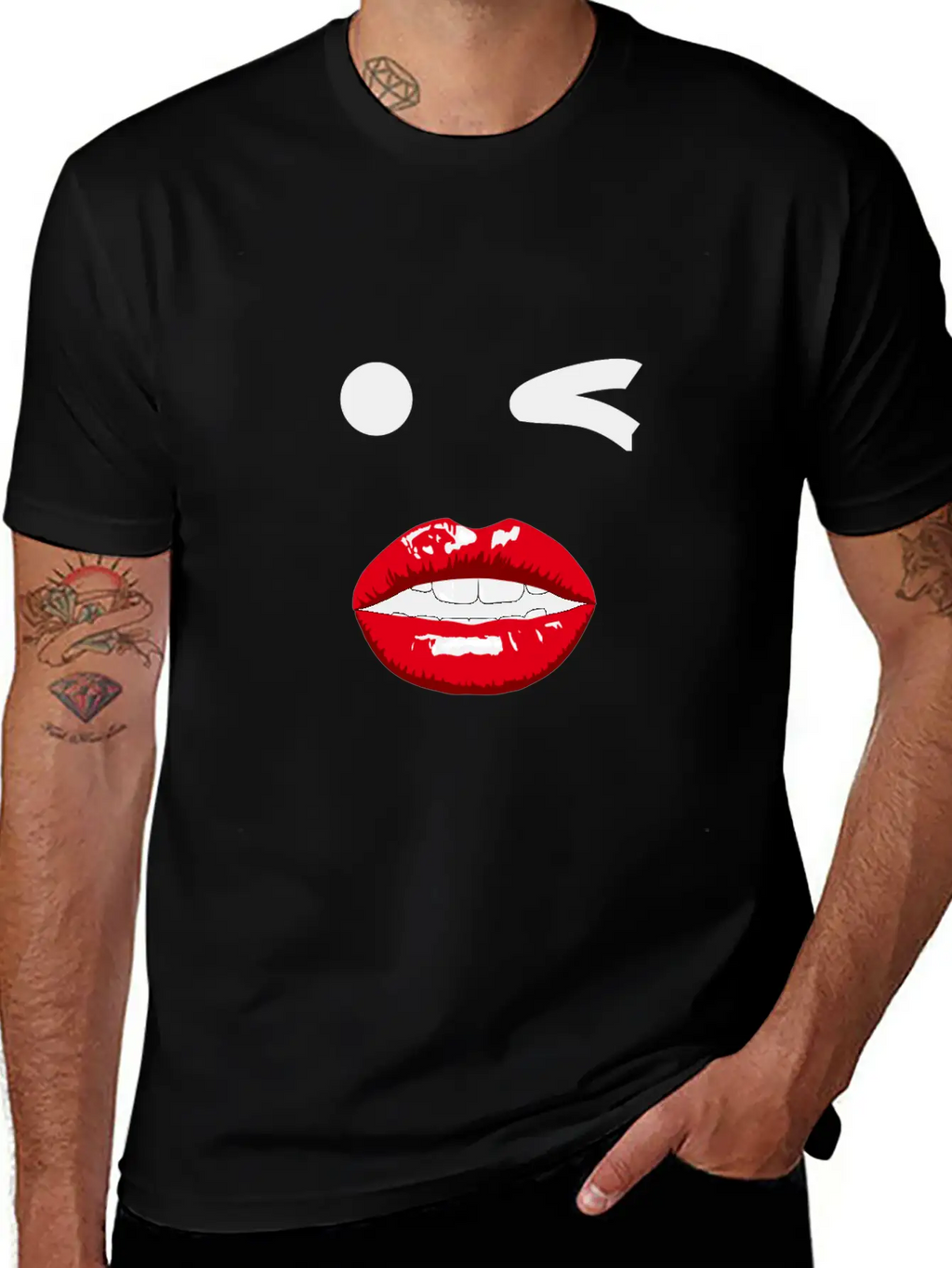 Wink Pop Art With Mouth Unisex Casual T-Shirt – Clean Design For Daily Comfort