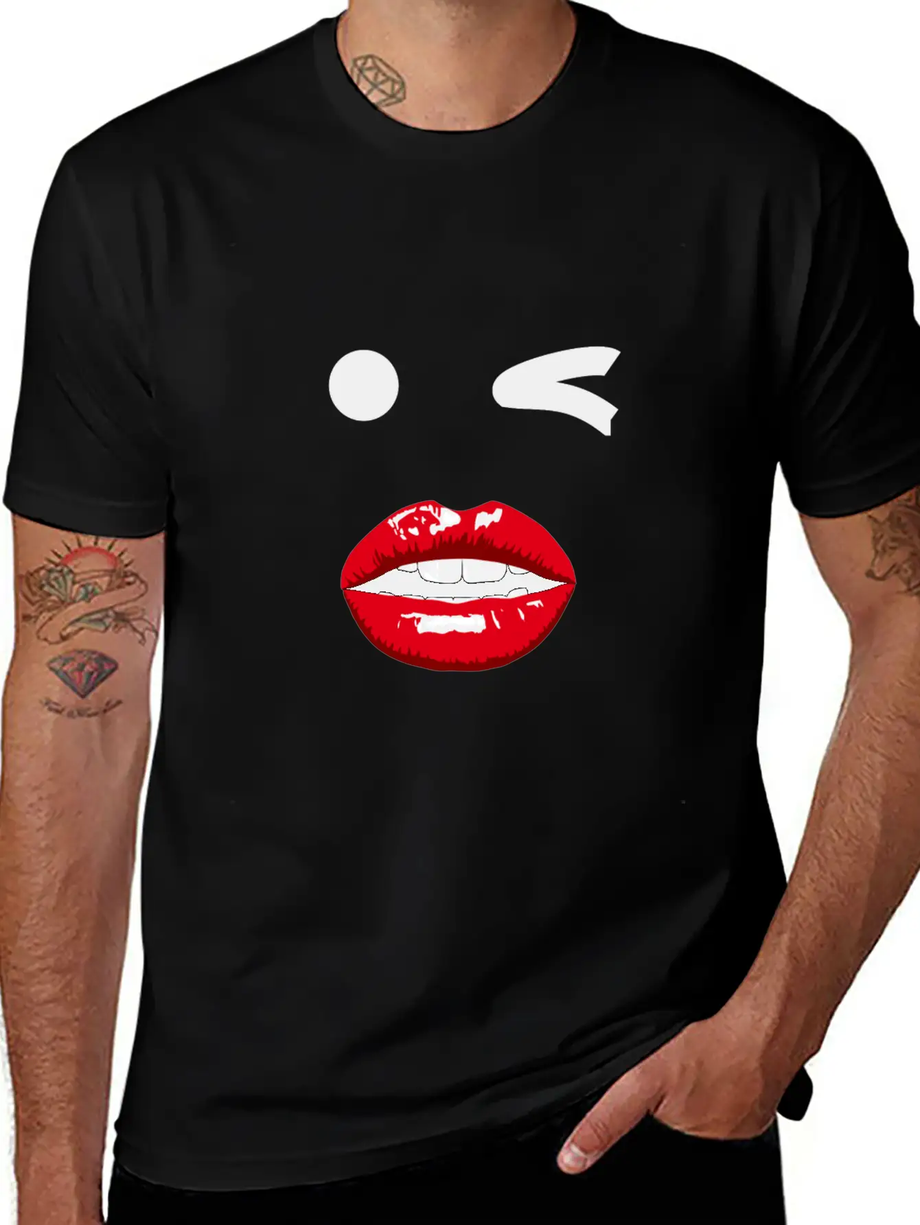 Wink Pop Art With Mouth Unisex Casual T-Shirt – Clean Design For Daily Comfort