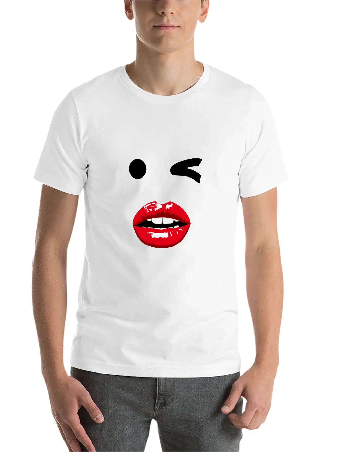 Wink Pop Art With Mouth Unisex Casual T-Shirt – Clean Design For Daily Comfort